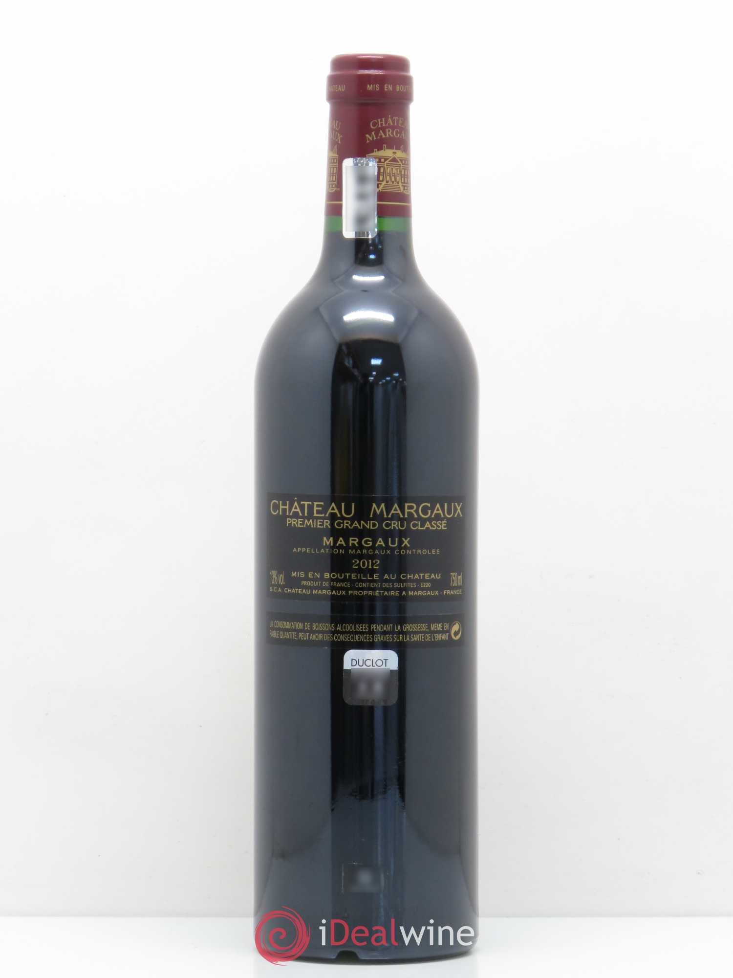 Château Margaux 1er Grand Cru Classé 2012 - Lot de 1 bouteille - 1