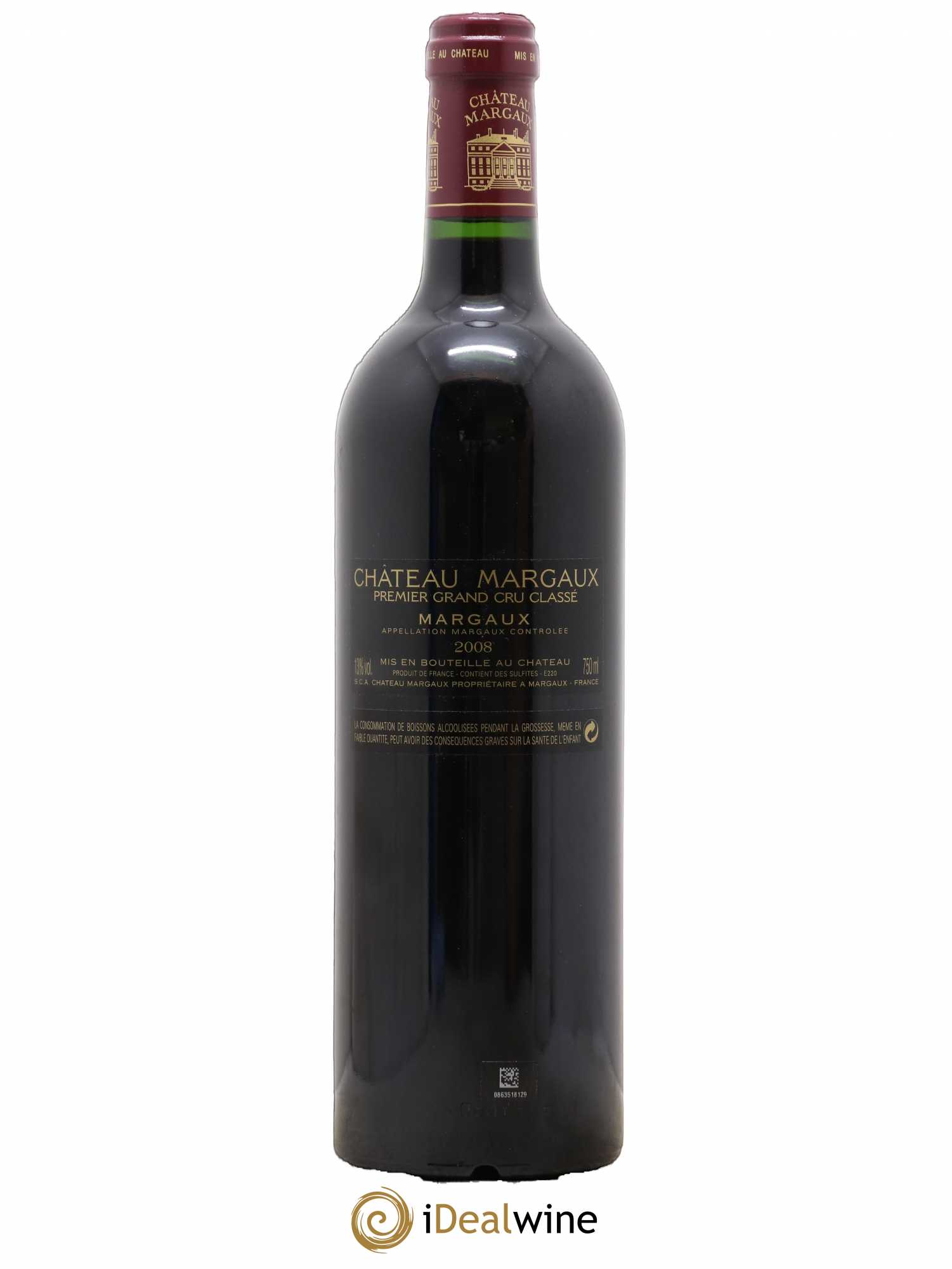 Château Margaux 1er Grand Cru Classé 2008 - Lot de 1 bouteille - 1