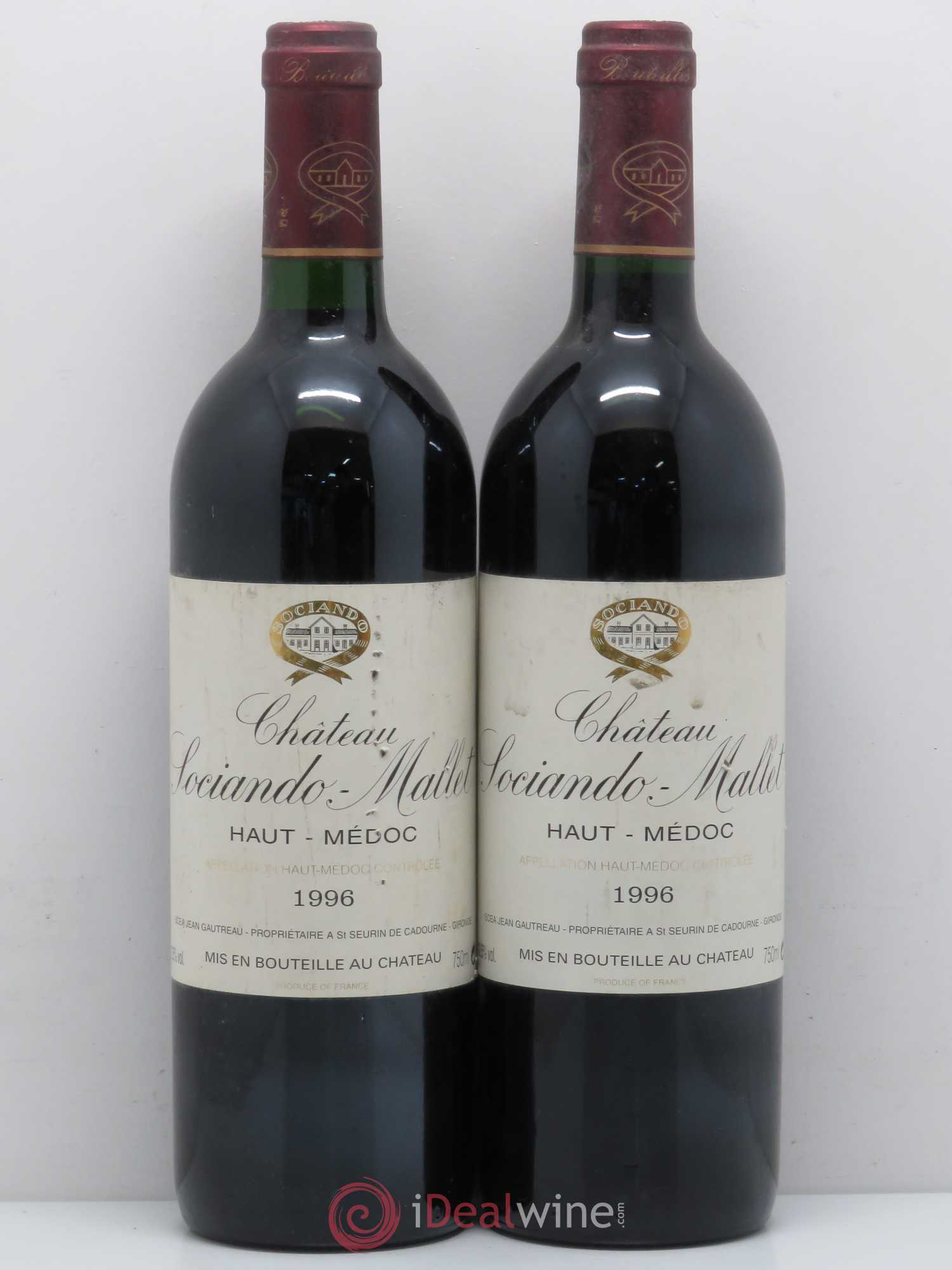 Château Sociando Mallet 1996 - Lot de 2 bouteilles - 0