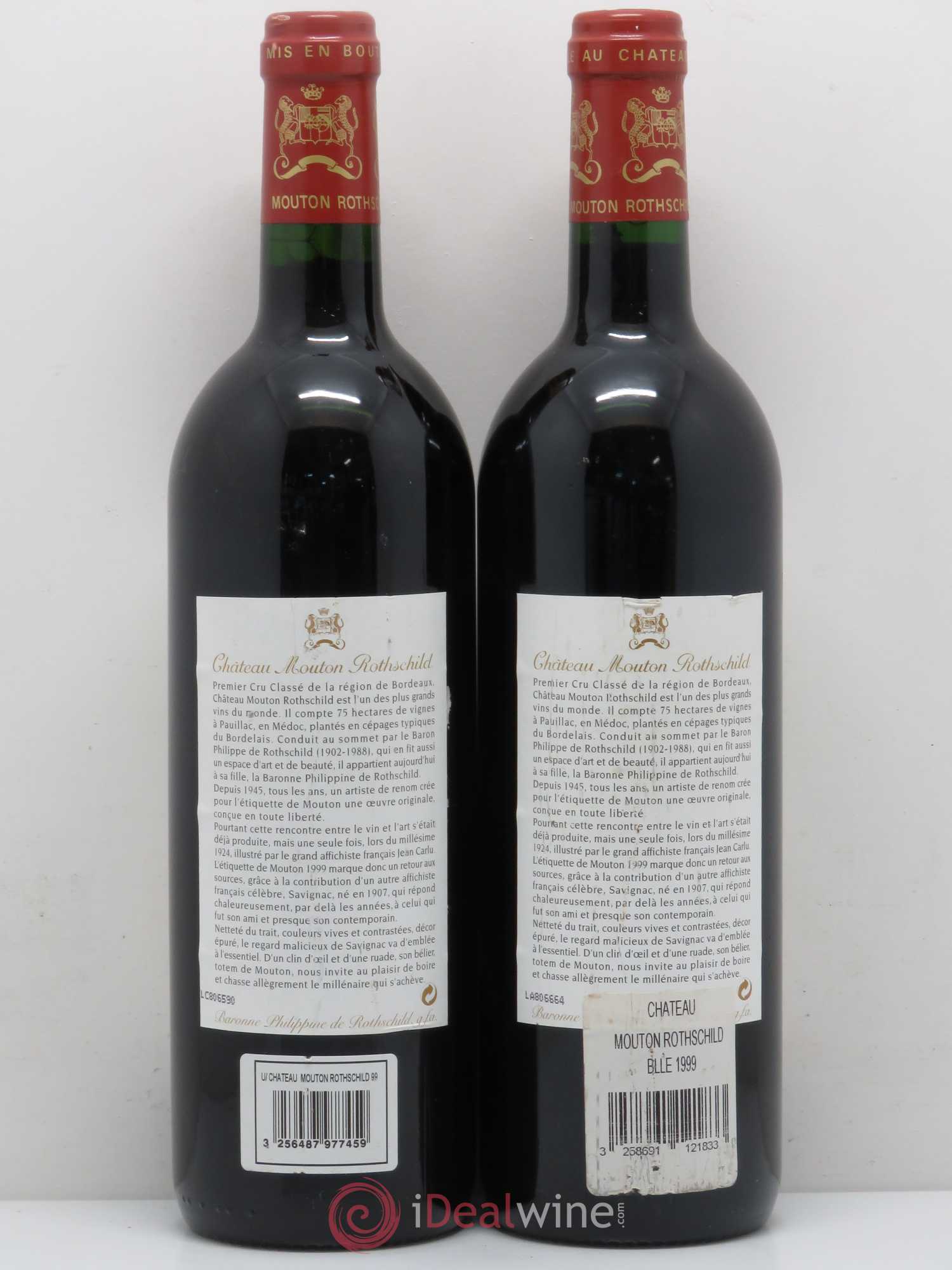 Château Mouton Rothschild 1er Grand Cru Classé 1999 - Lot de 2 bouteilles - 1