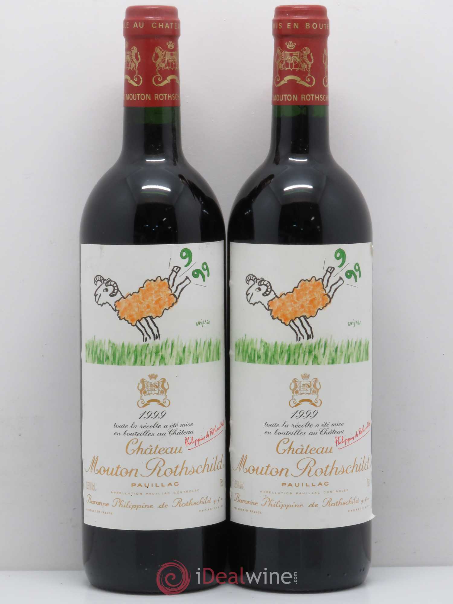 Château Mouton Rothschild 1er Grand Cru Classé 1999 - Lot de 2 bouteilles - 0