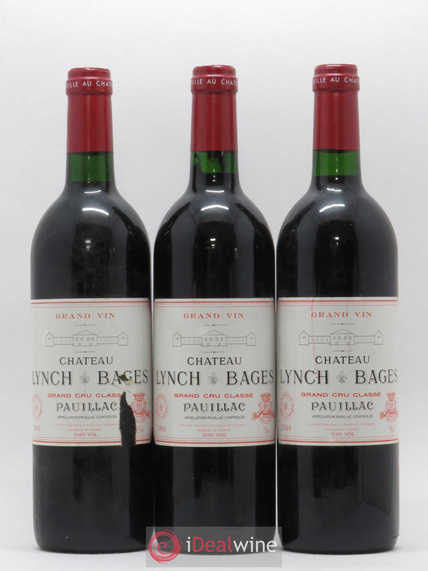 Château Lynch Bages 5ème Grand Cru Classé 2001 - Lot de 3 bouteilles - 0