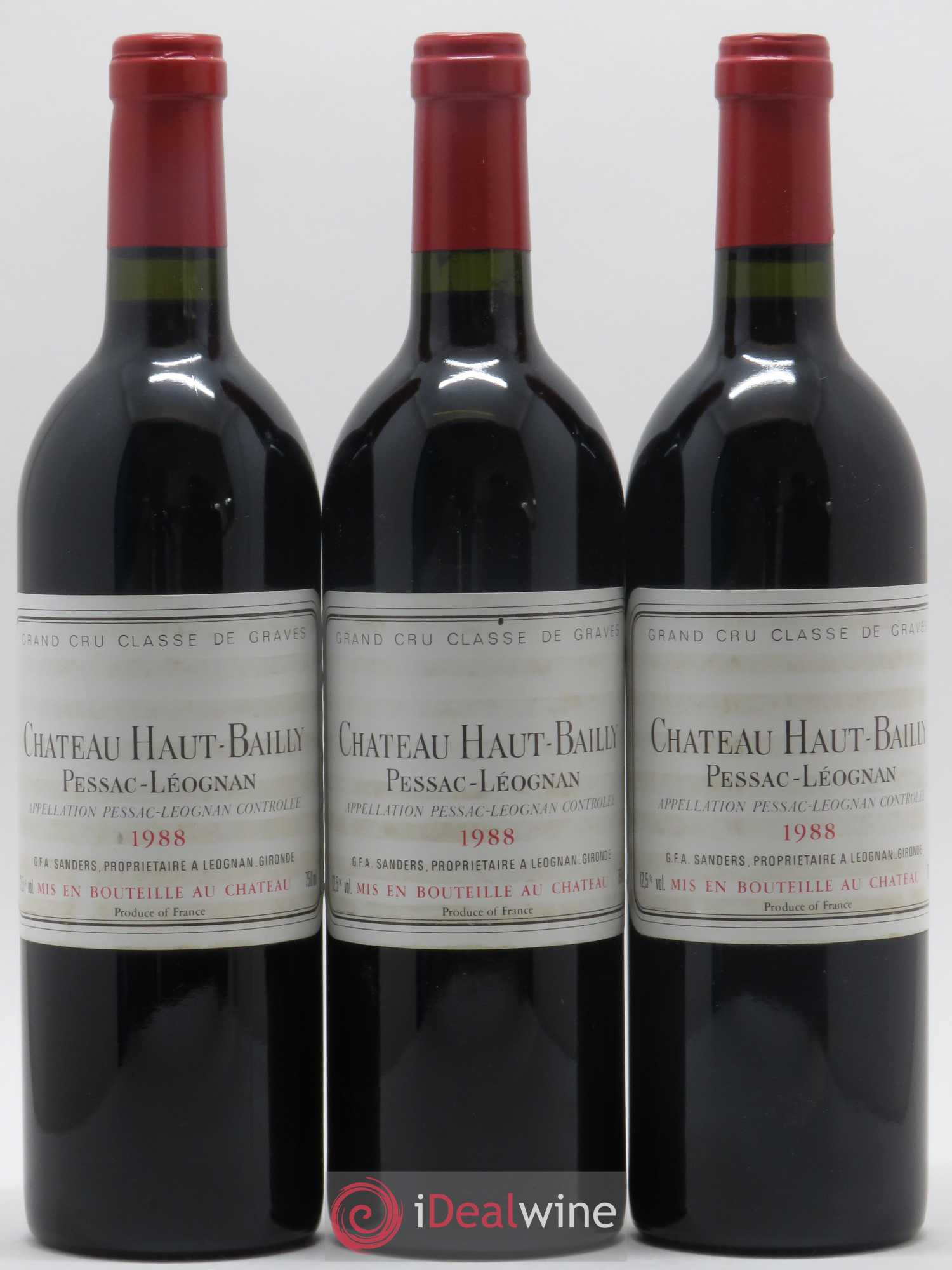 Château Haut-Bailly Cru Classé de Graves 1988 - Lot de 3 bouteilles - 0