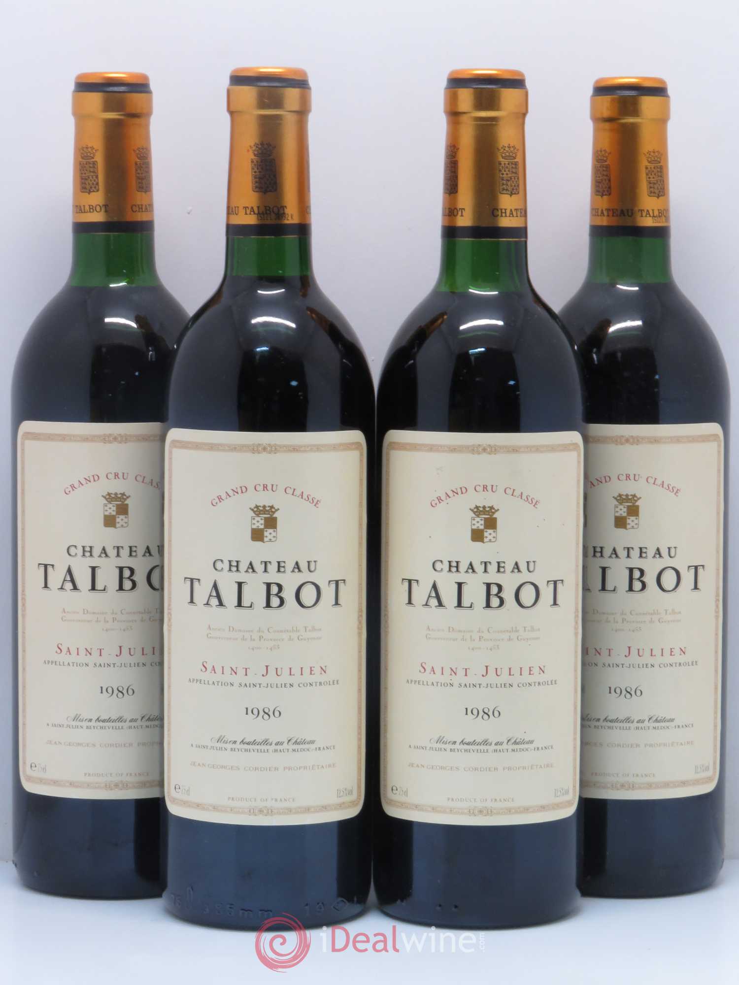 Château Talbot 4ème Grand Cru Classé 1986 - Lot de 4 bouteilles - 0