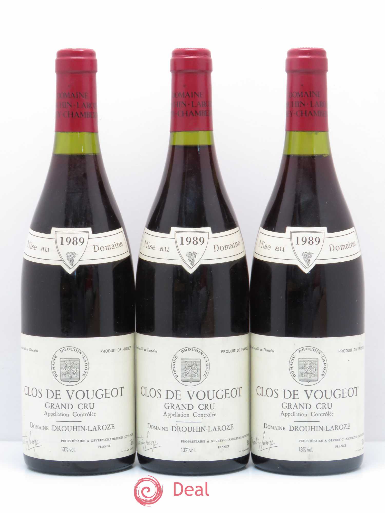 Clos de Vougeot Grand Cru Domaine Drouhin-Laroze 1989 - Lot de 3 bouteilles - 0