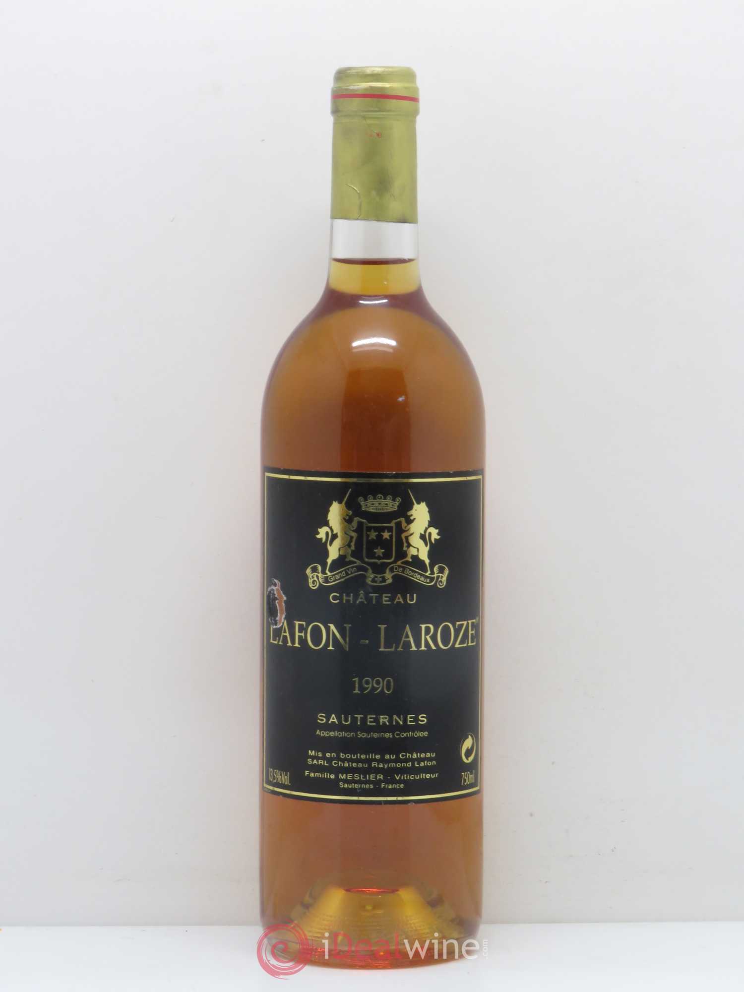 Sauternes Château Lafon Laroze Famille Meslier 1990 - Posten von 1 Flasche - 0