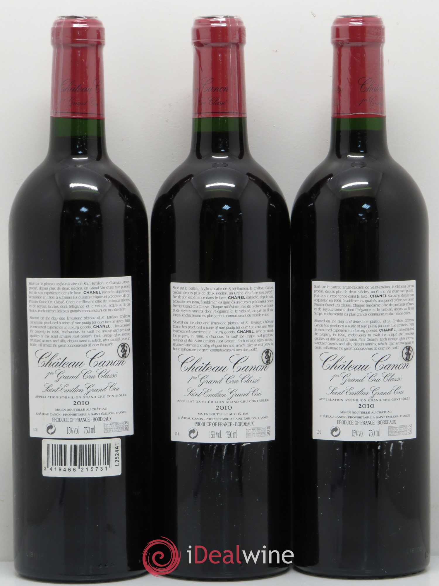 Château Canon 1er Grand Cru Classé B 2010 - Lot de 3 bouteilles - 1