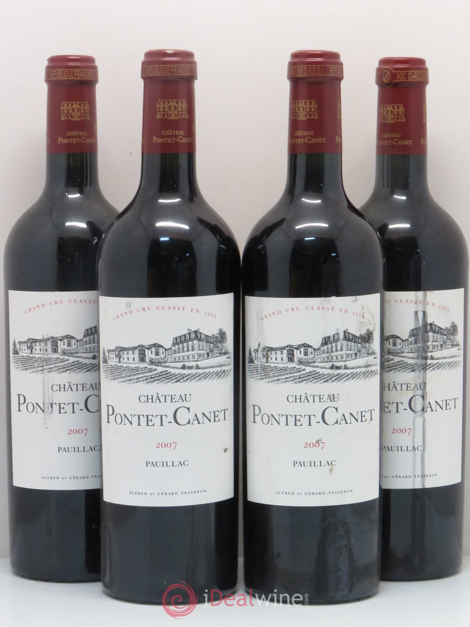 Château Pontet Canet 5ème Grand Cru Classé 2007 - Lot de 4 bouteilles - 0