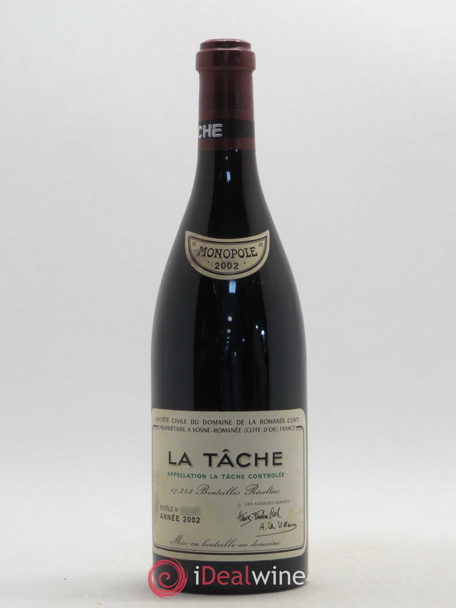 La Tâche Grand Cru Domaine de la Romanée-Conti 2002 - Lot de 1 bouteille - 0