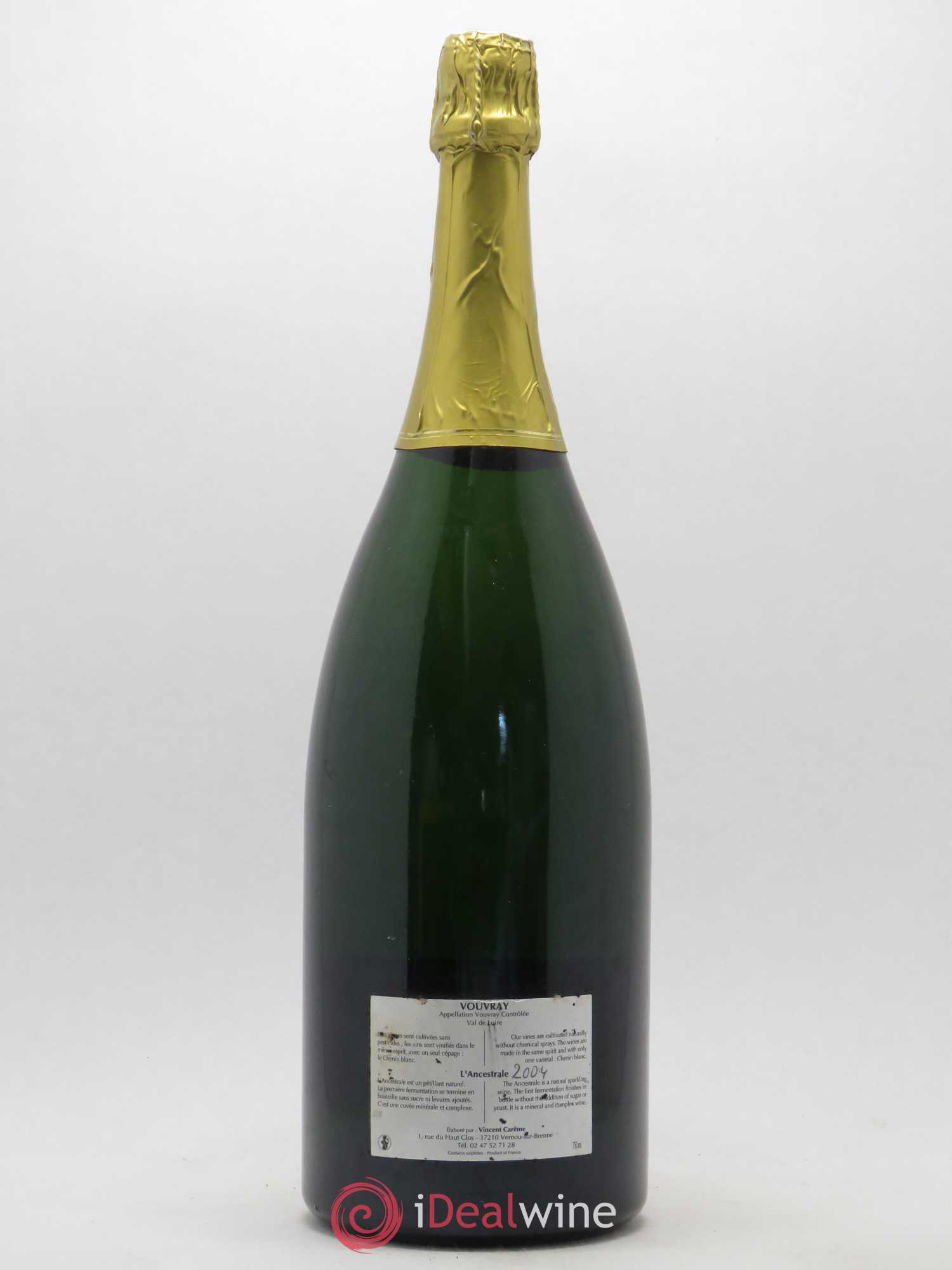 Vouvray Plaisir ancestral Brut Nature Domaine Vincent Carême (sans prix de réserve) 2004 - Lot de 1 magnum - 1