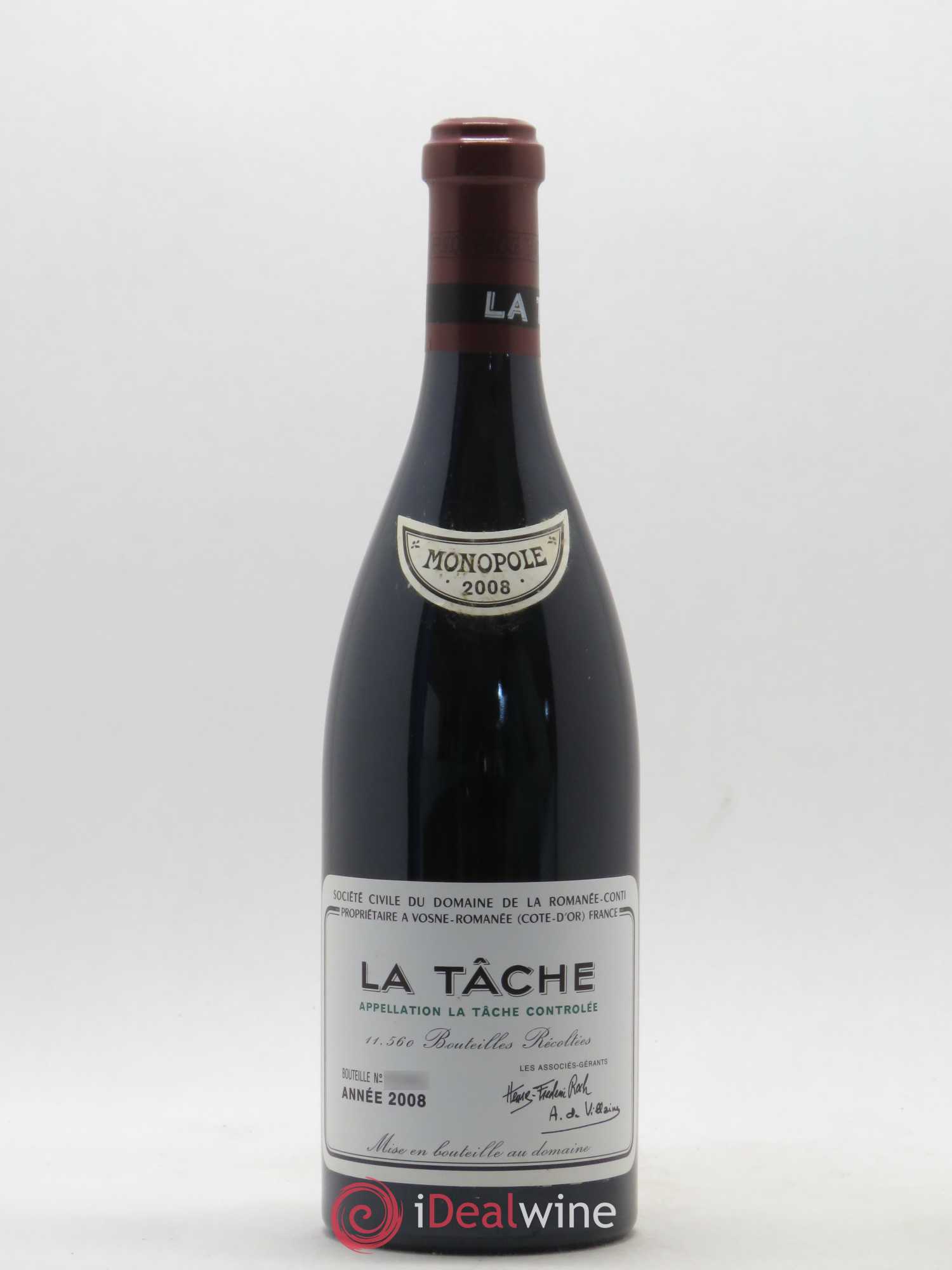 La Tâche Grand Cru Domaine de la Romanée-Conti 2008 - Lot de 1 bouteille - 0