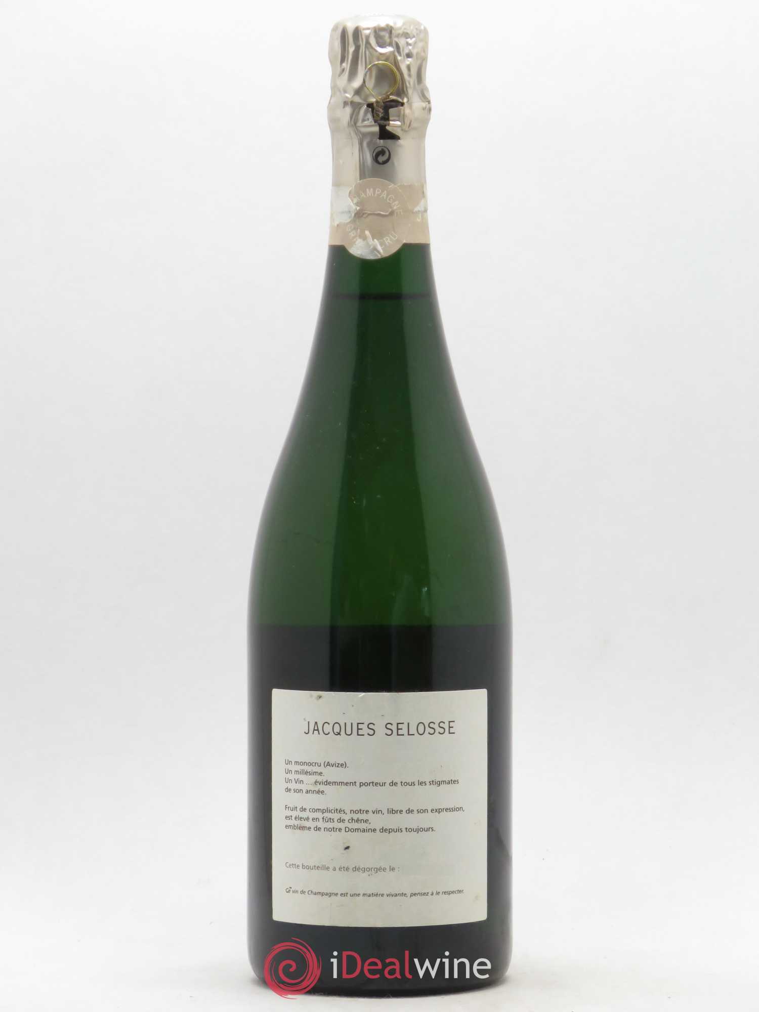 Blanc de Blancs Grand Cru Extra-Brut Jacques Selosse Millésimé Grand Cru Blanc de blancs Domaine Selosse 1995 - Lot de 1 bouteille - 1