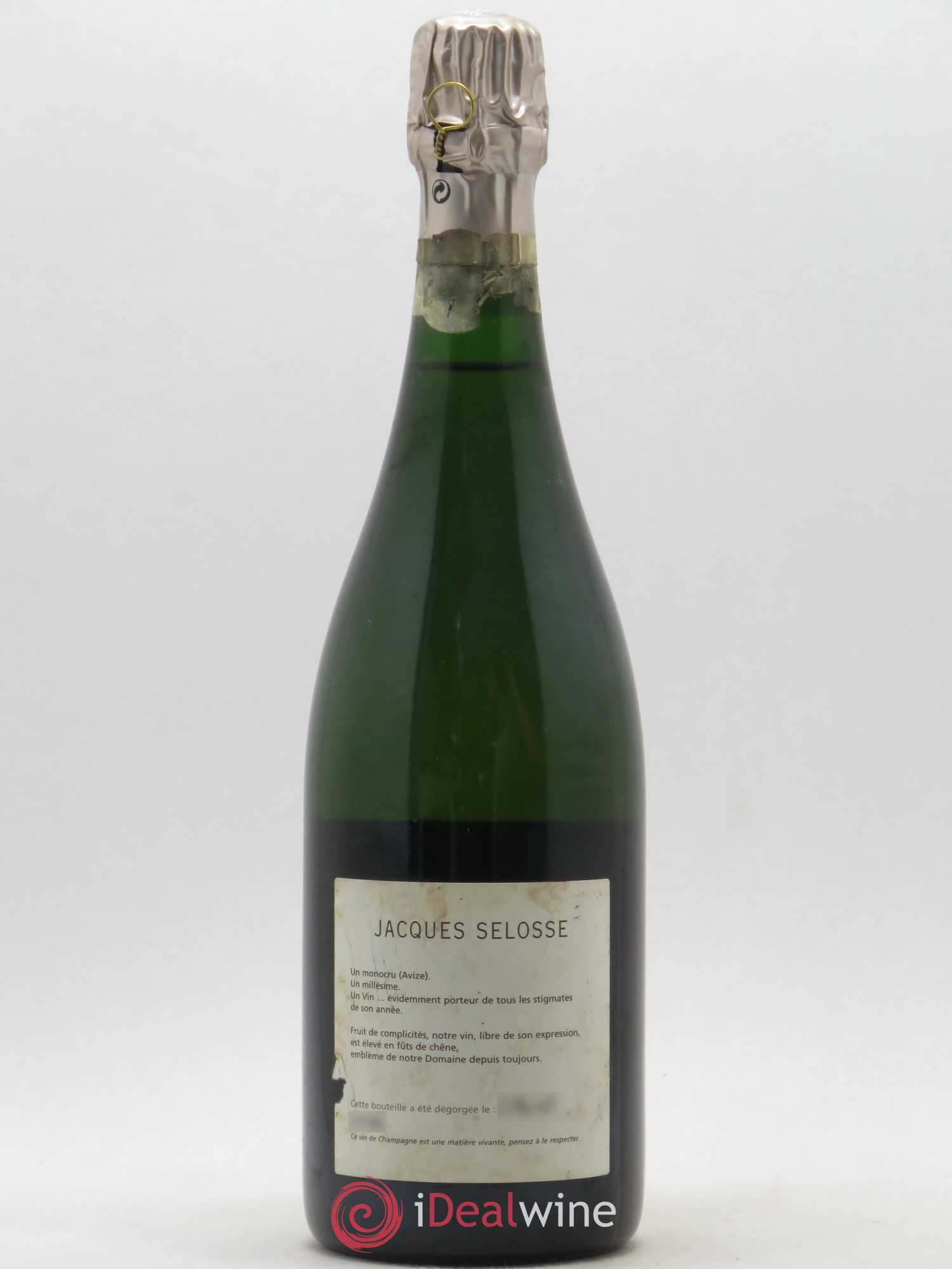 Blanc de Blancs Grand Cru Extra-Brut Jacques Selosse Millésimé Grand Cru Blanc de blancs Domaine Selosse 1996 - Posten von 1 Flasche - 1