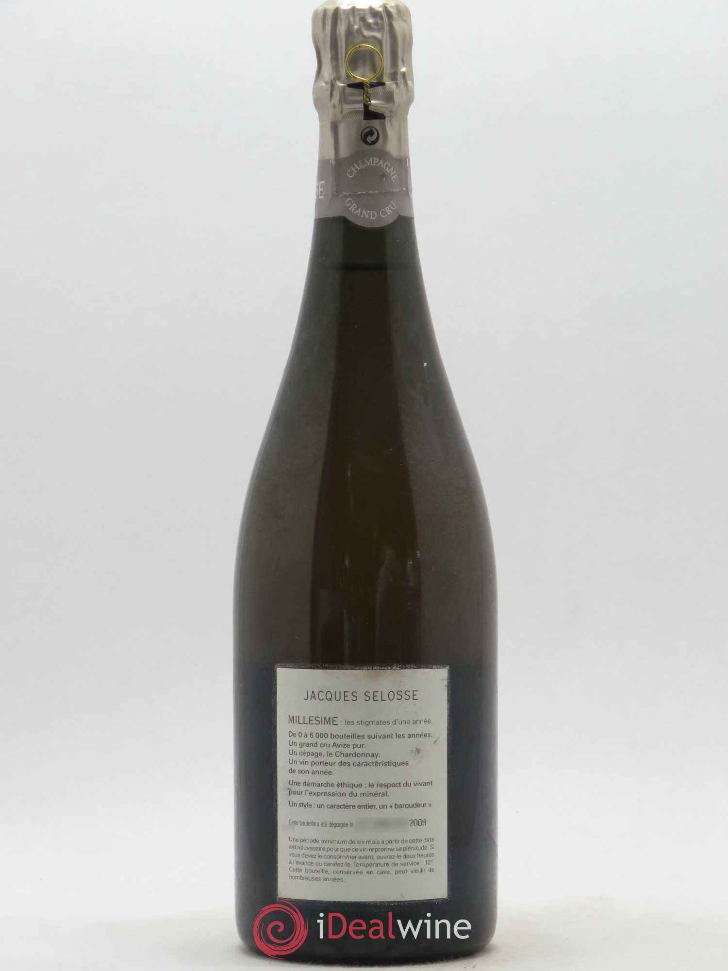 Blanc de Blancs Grand Cru Extra-Brut Jacques Selosse Millésimé Grand Cru Blanc de blancs Domaine Selosse 1999 - Posten von 1 Flasche - 1