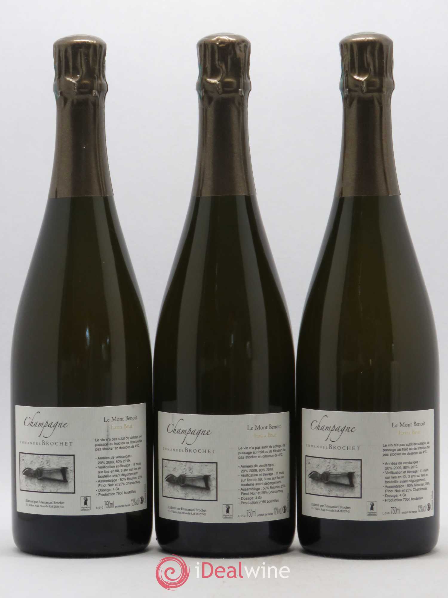 Champagne Le Mont Benoît Domaine Emmanuel Brochet - Posten von 3 Flaschen - 0