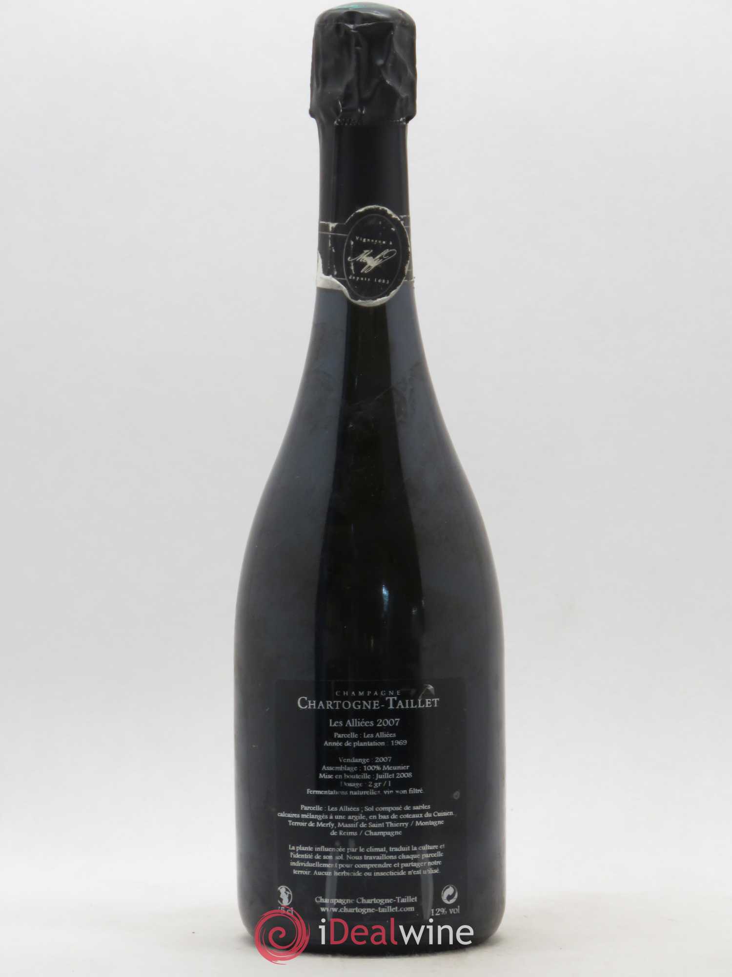 Champagne Les Alliées Extra Brut Domaine Chartogne-Taillet 2007 - Lot de 1 bouteille - 1