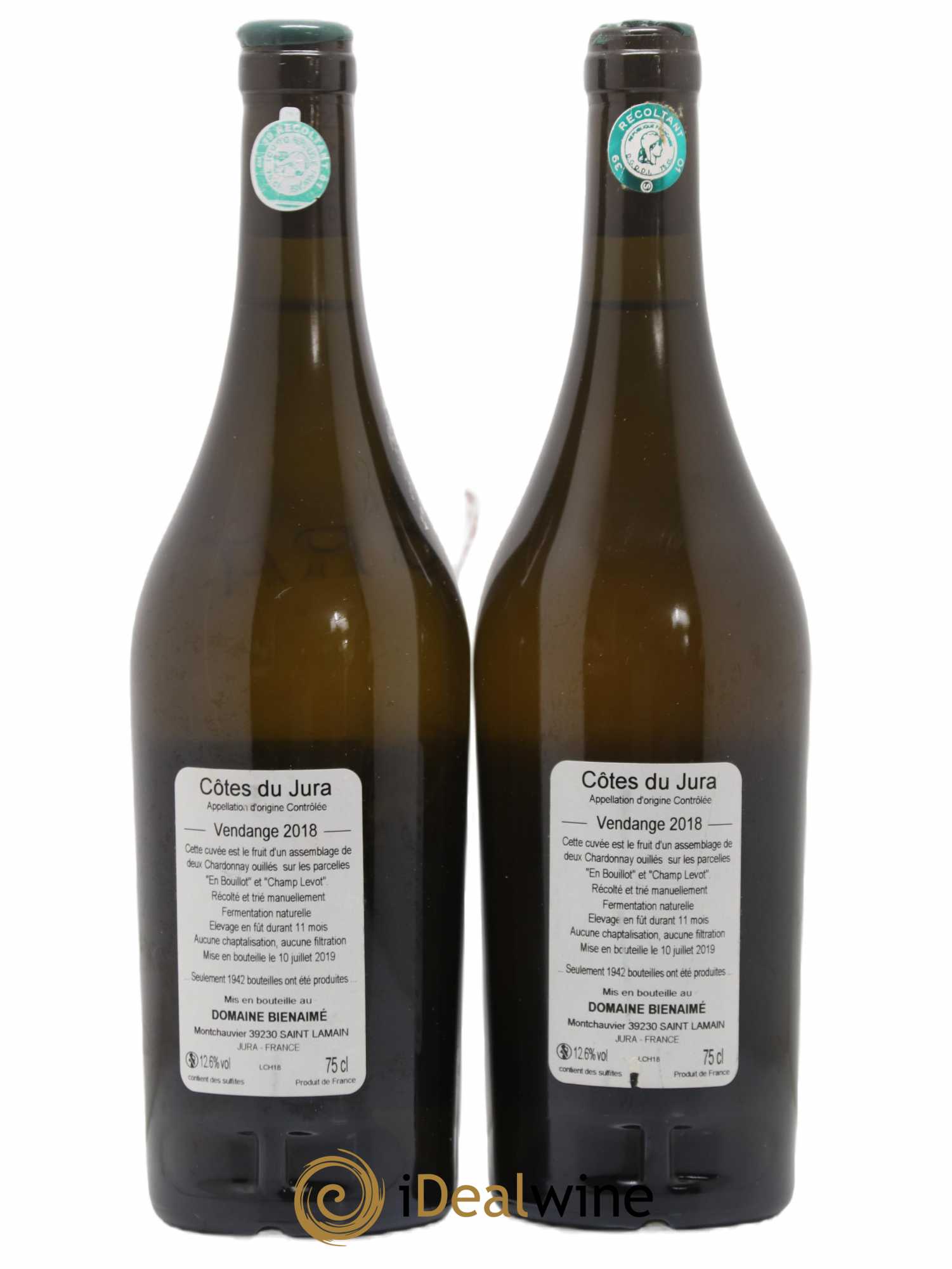 Côtes du Jura Chardonnay Bruno Bienaimé 2018 - Lot de 2 bouteilles - 1