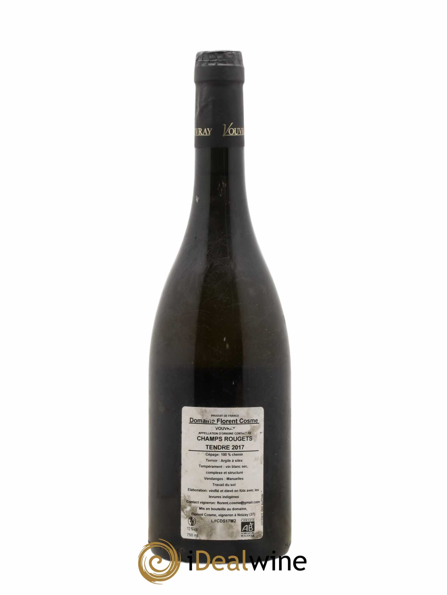 Vouvray Champ Rougets Tendre Domaine Florent Cosme 2017 - Posten von 1 Flasche - 1