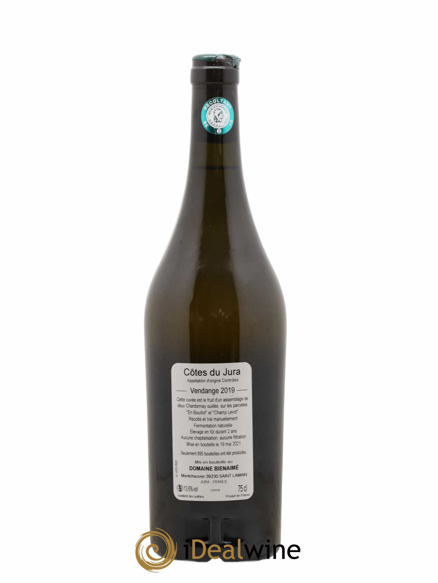 Côtes du Jura Chardonnay Bruno Bienaimé 2019 - Lot de 1 bouteille - 1