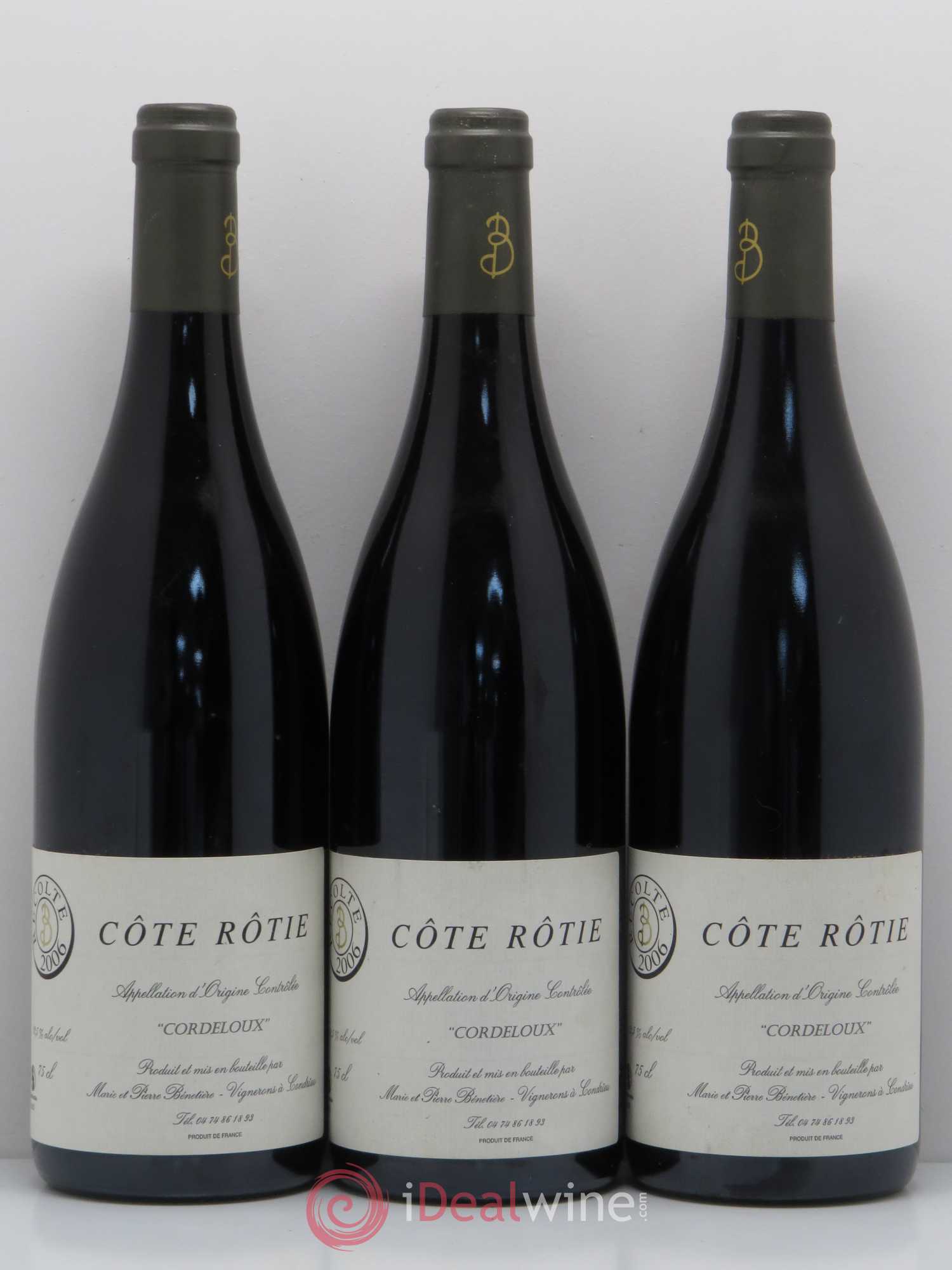 Côte-Rôtie Cordeloux Marie et Pierre Benetiere 2006 - Posten von 3 Flaschen - 0
