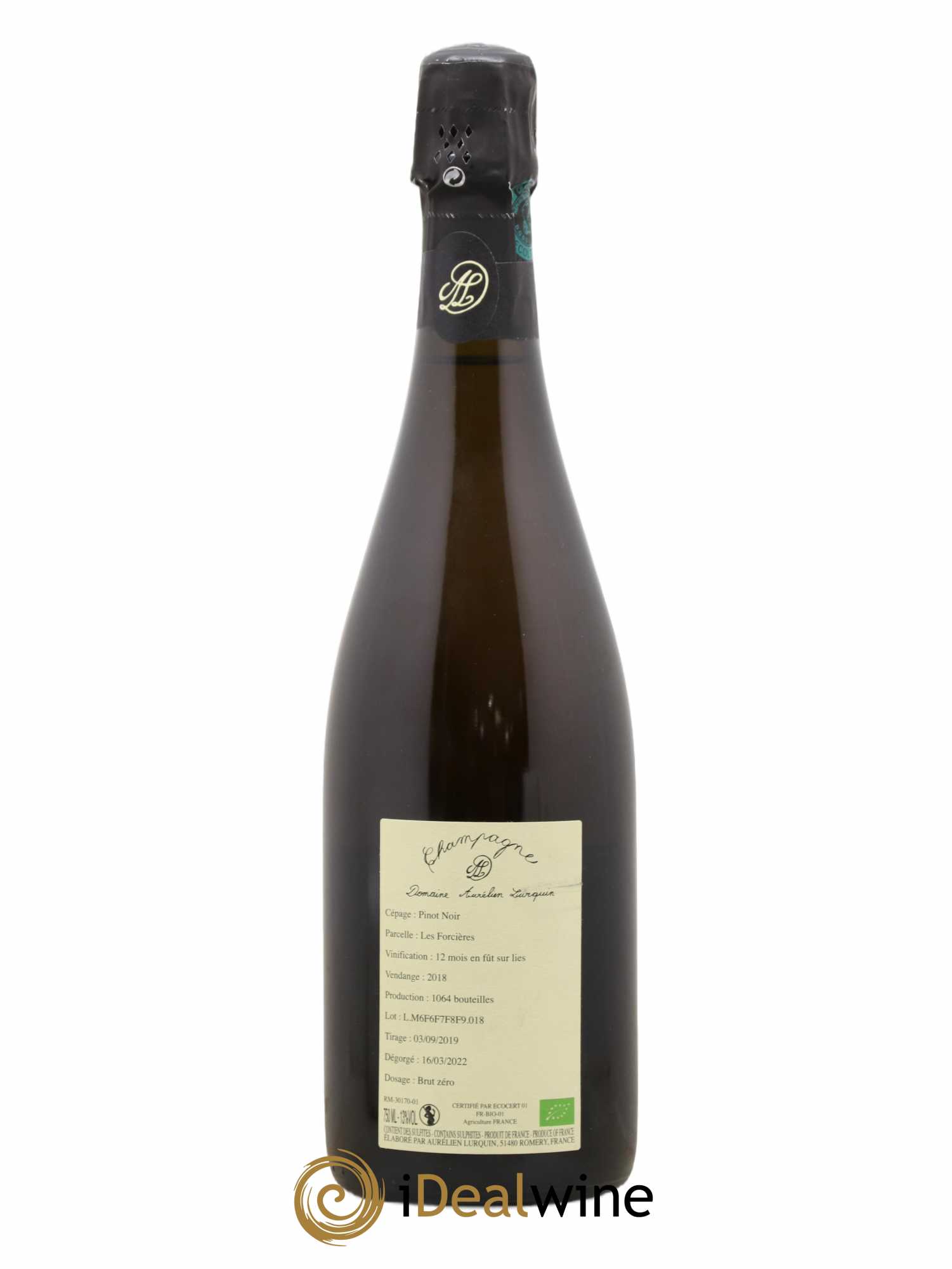 Champagne Pinot Noir les Forcières Aurélien Lurquin 2018 - Lot de 1 bouteille - 1