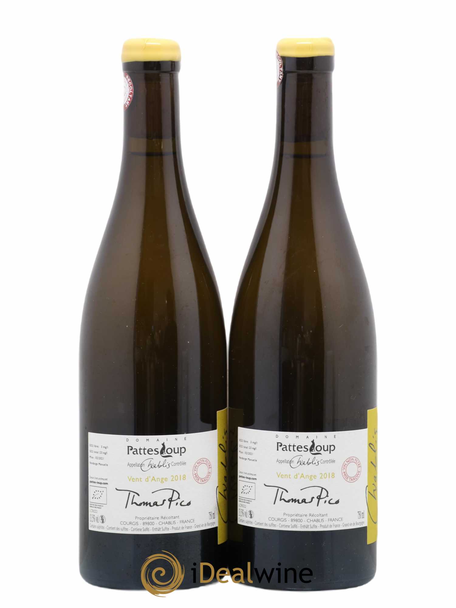 Chablis Vent d'Ange Pattes Loup (Domaine) 2 ans d'élevage 2018 - Lot de 2 bouteilles - 1