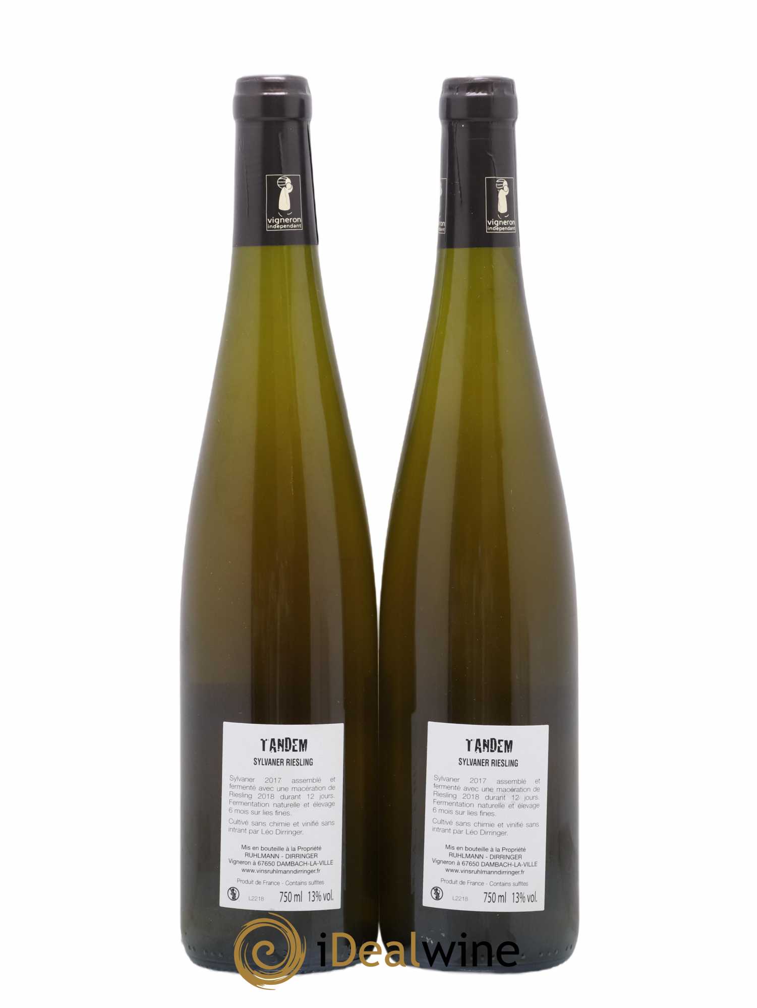 Vin de France Sylvaner Riesling Tandem Ruhlmann Dirringer (sans prix de réserve) 2018 - Lot de 2 bouteilles - 1