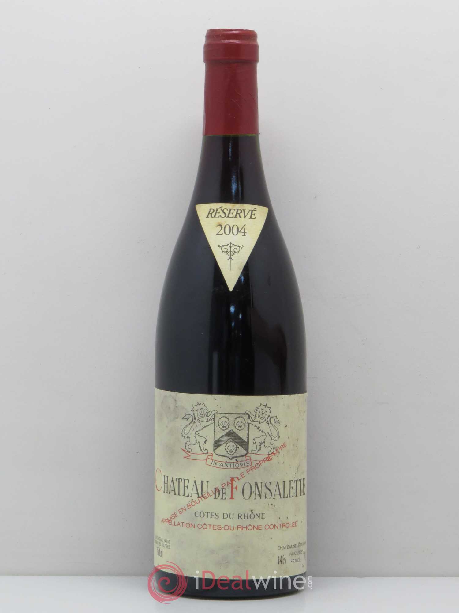 Côtes-du-Rhône Château de Fonsalette Emmanuel Reynaud 2004 - Lot de 1 bouteille - 0