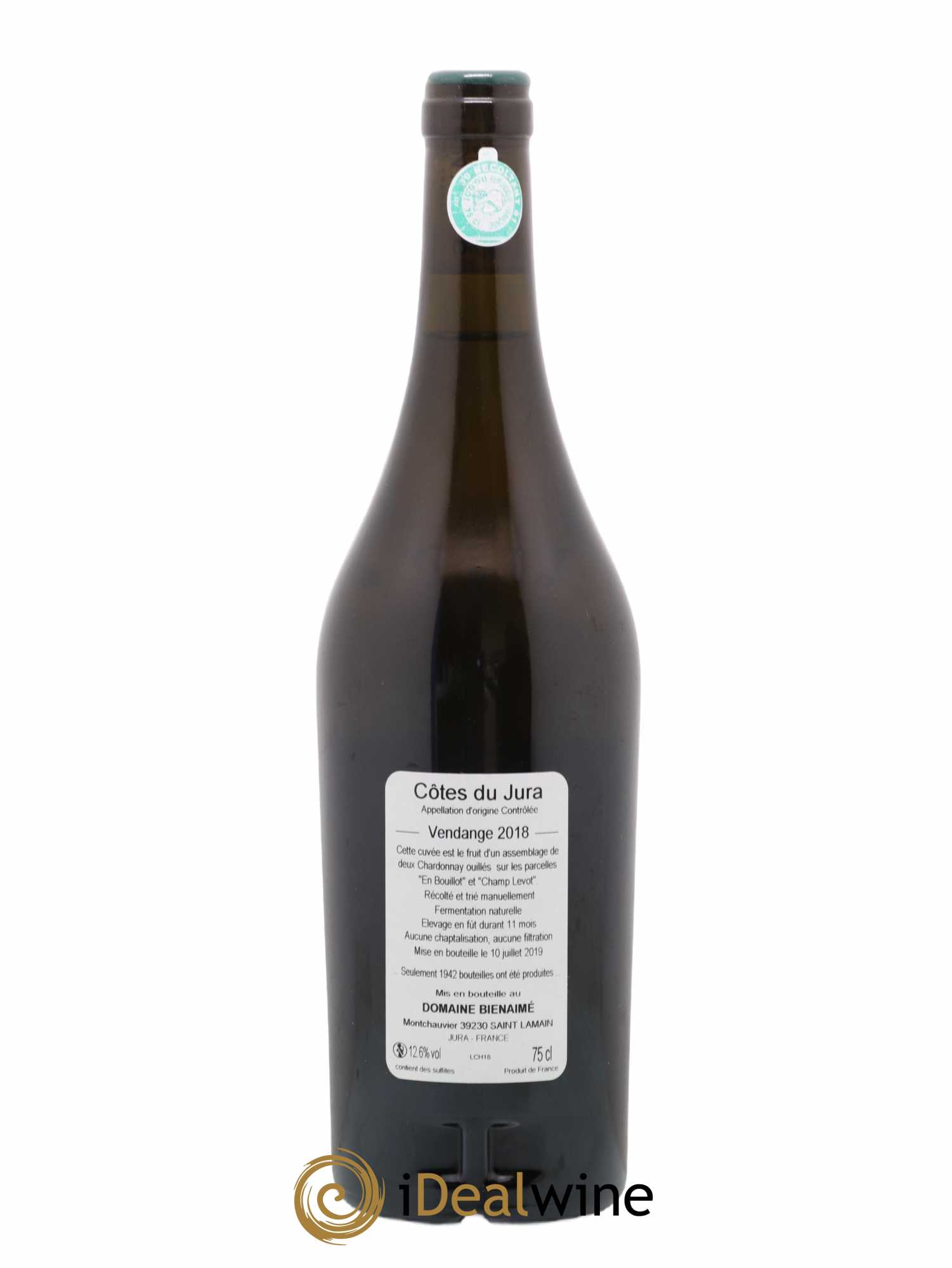Côtes du Jura Chardonnay Bruno Bienaimé 2018 - Lot de 1 bouteille - 1