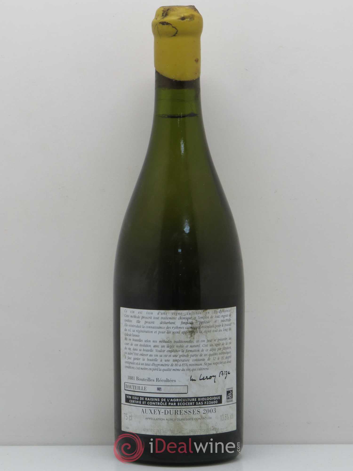 Auxey-Duresses Domaine d'Auvenay 2003 - Posten von 1 Flasche - 1
