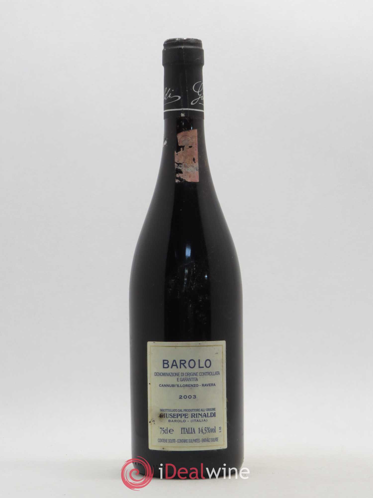 Barolo DOCG Cannubi San Lorenzo Ravera Giuseppe Rinaldi 2003 - Posten von 1 Flasche - 1