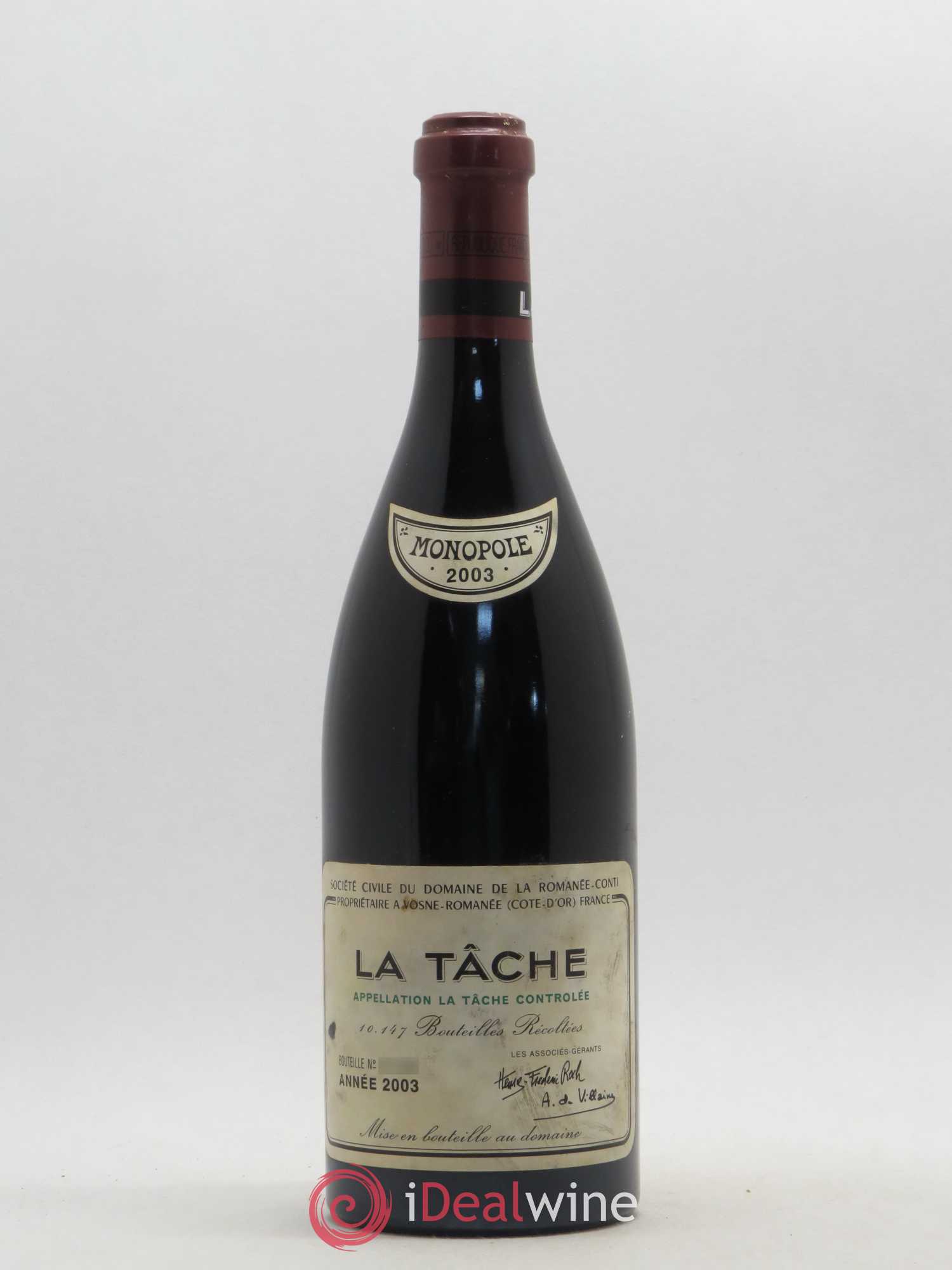 La Tâche Grand Cru Domaine de la Romanée-Conti 2003 - Lot de 1 bouteille - 0