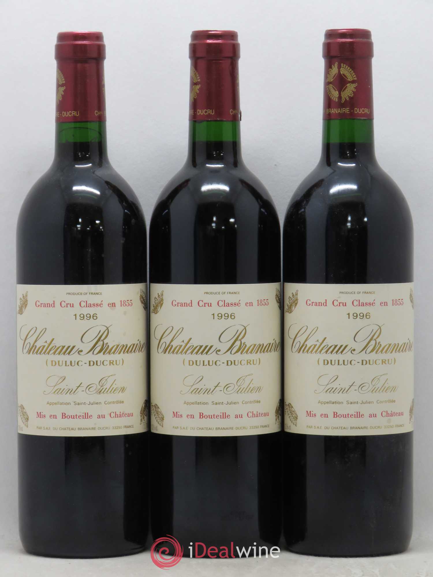 Château Branaire Ducru 4ème Grand Cru Classé 1996 - Lot de 3 bouteilles - 0