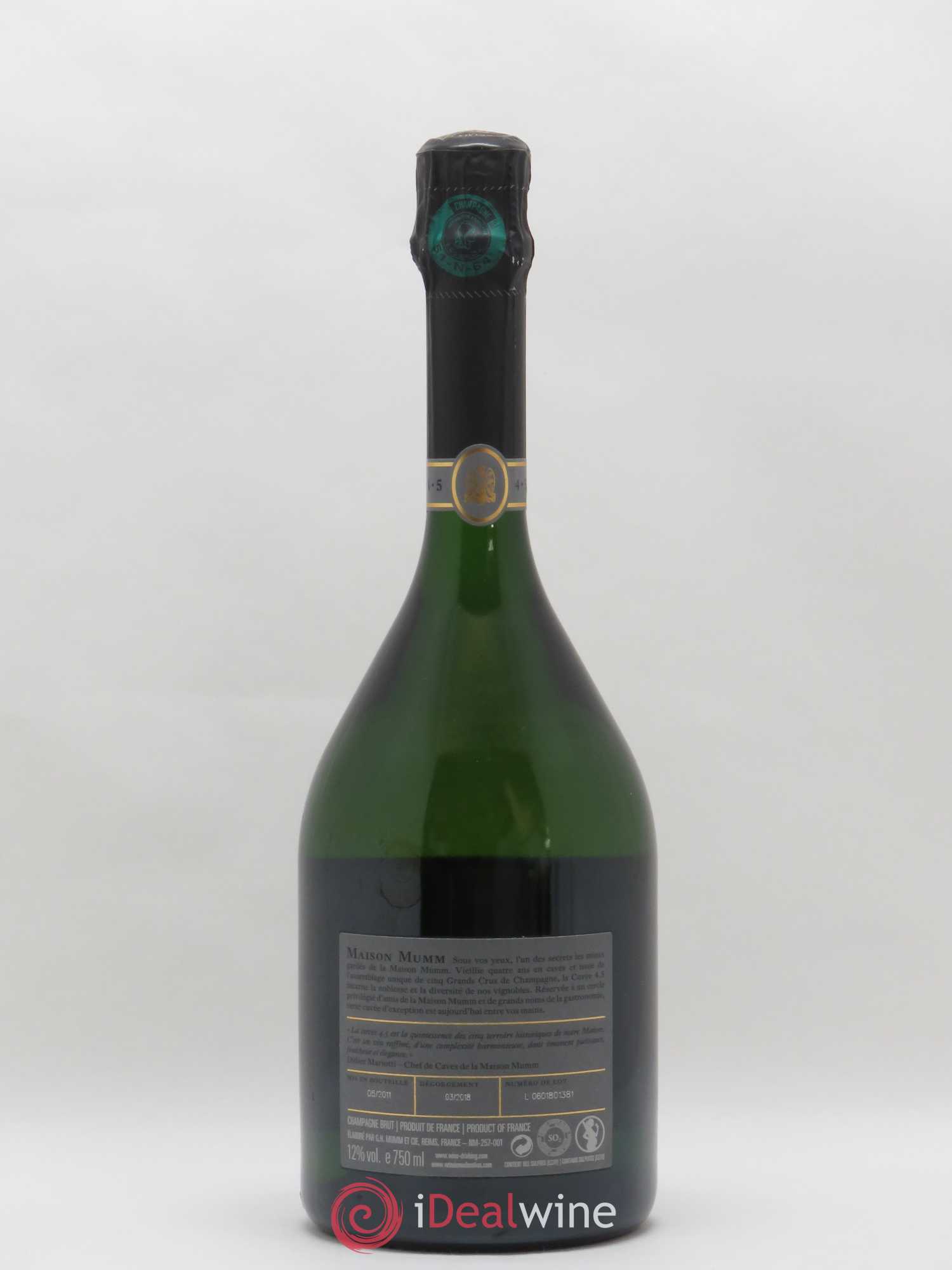 Champagne Brut Grand Cru RSRV Cuvée 4.5 Mumm - Lot de 1 bouteille - 1