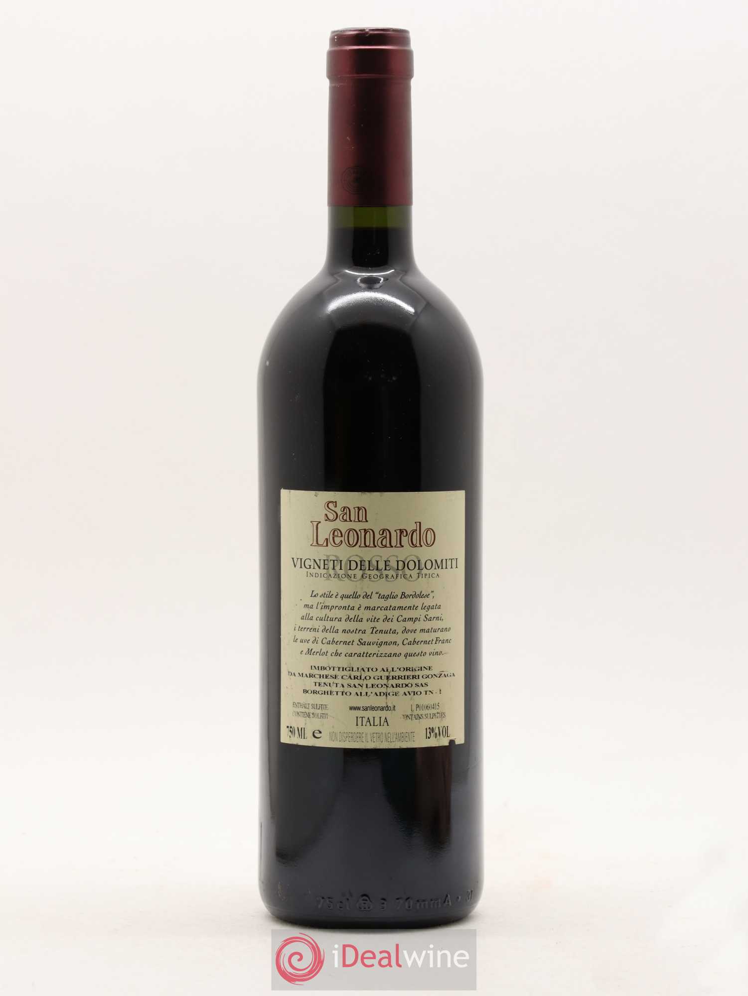 Italie IGT Vigneti delle Domomiti San Leonardo Rosso 2001 - Posten von 1 Flasche - 1