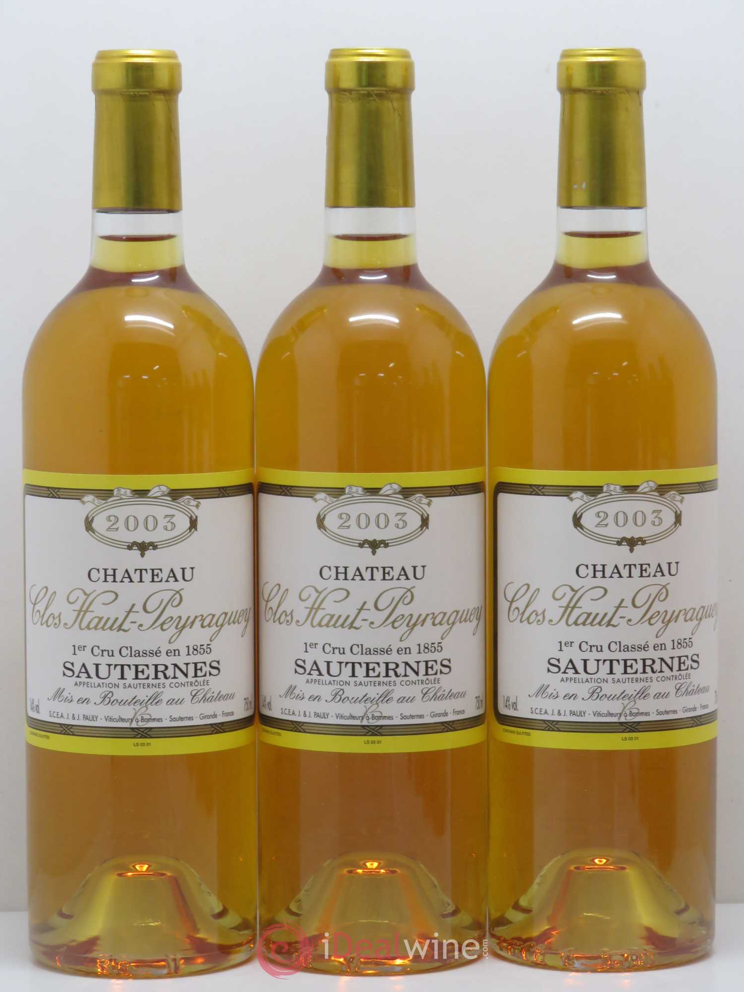 Clos Haut-Peyraguey 1er Grand Cru Classé 2003 - Lotto di 6 bottiglie - 1
