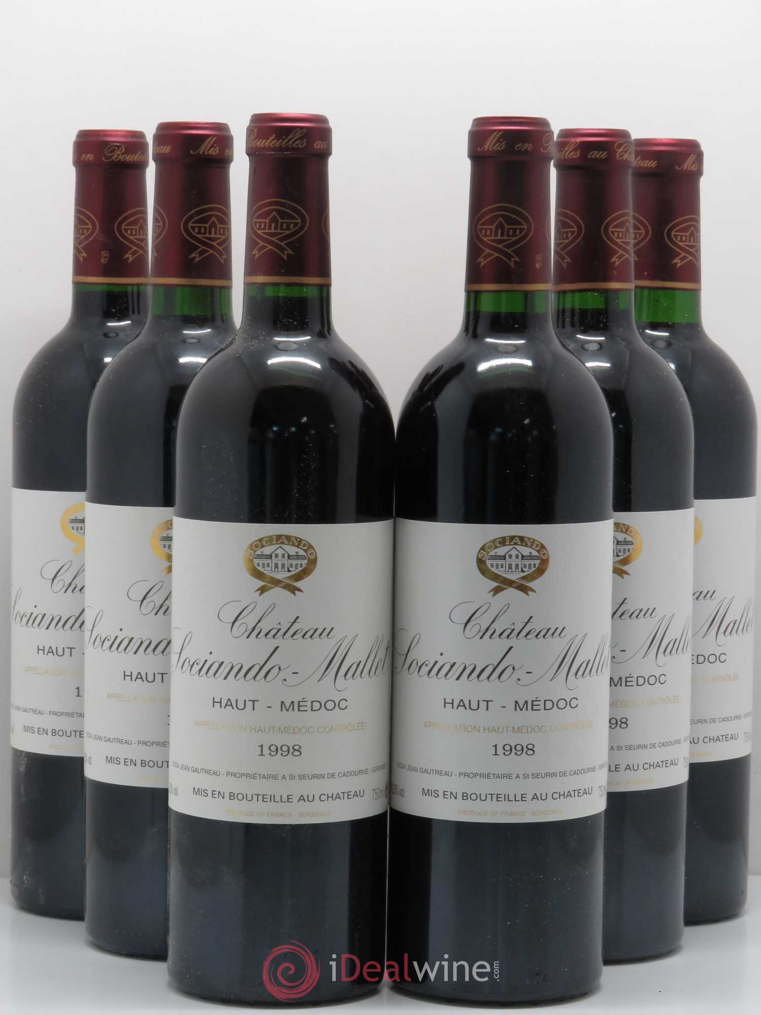 Château Sociando Mallet 1998 - Lot de 6 bouteilles - 0