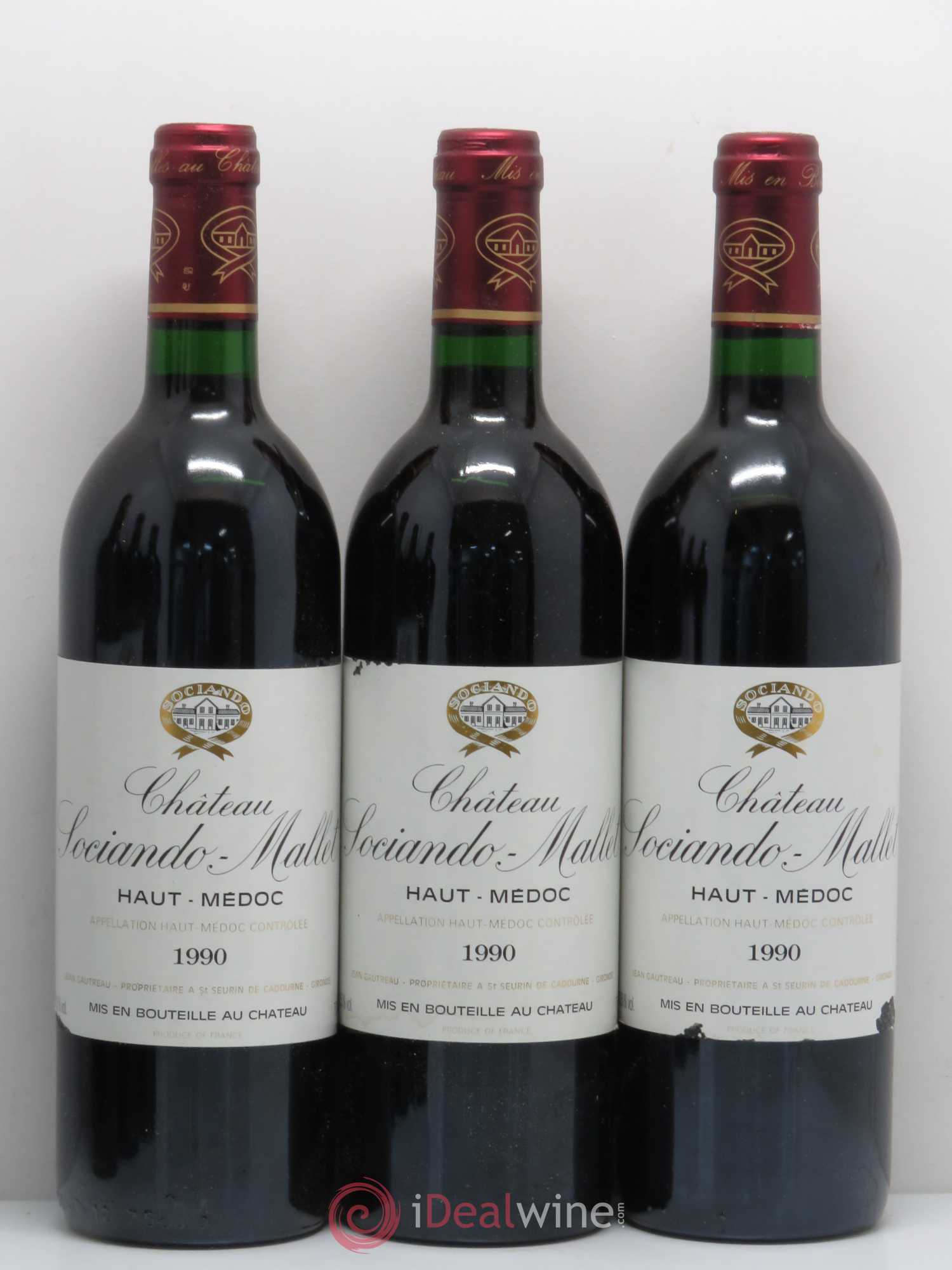 Château Sociando Mallet 1990 - Lot de 6 bouteilles - 1