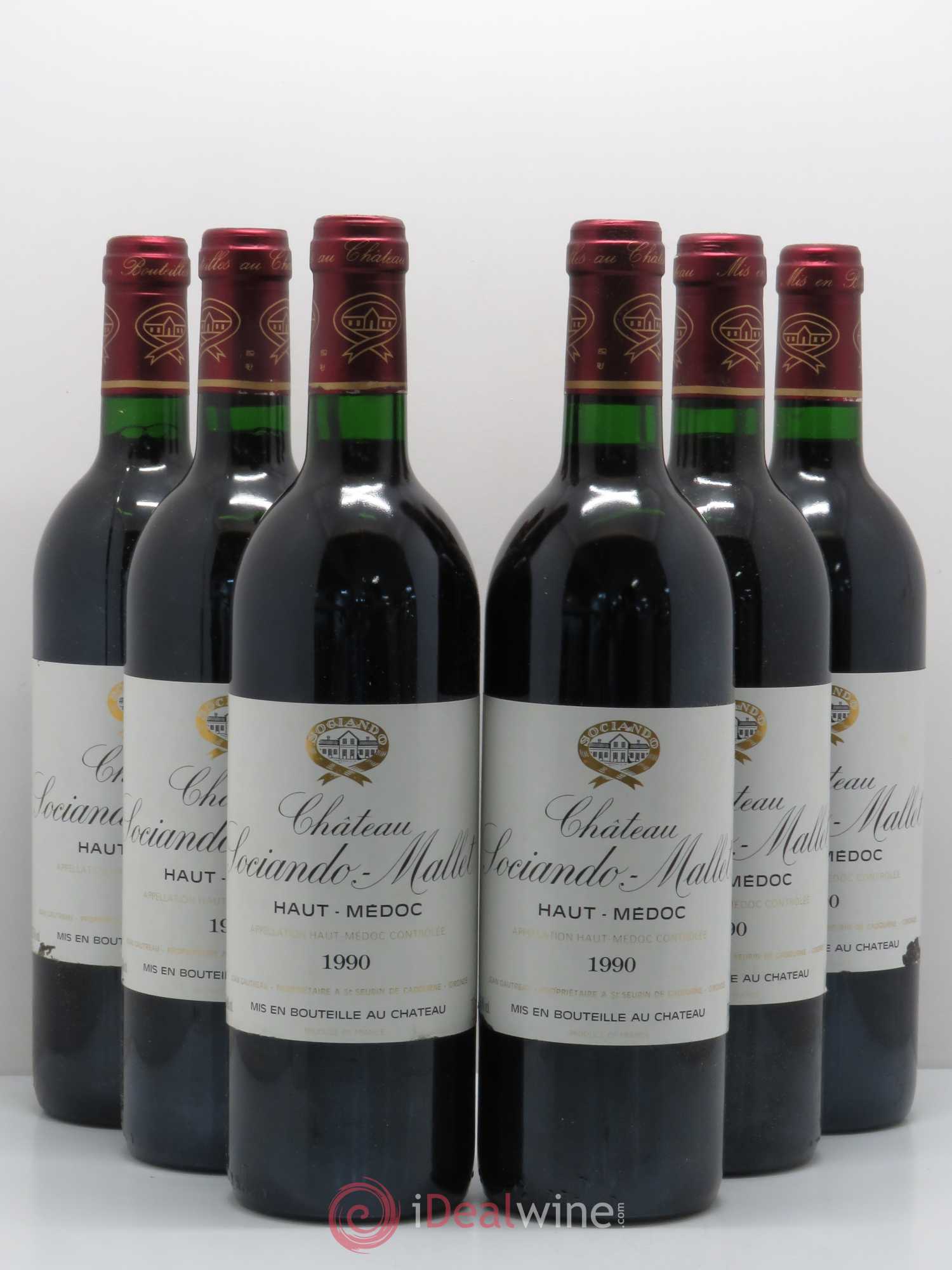 Château Sociando Mallet 1990 - Lot de 6 bouteilles - 0