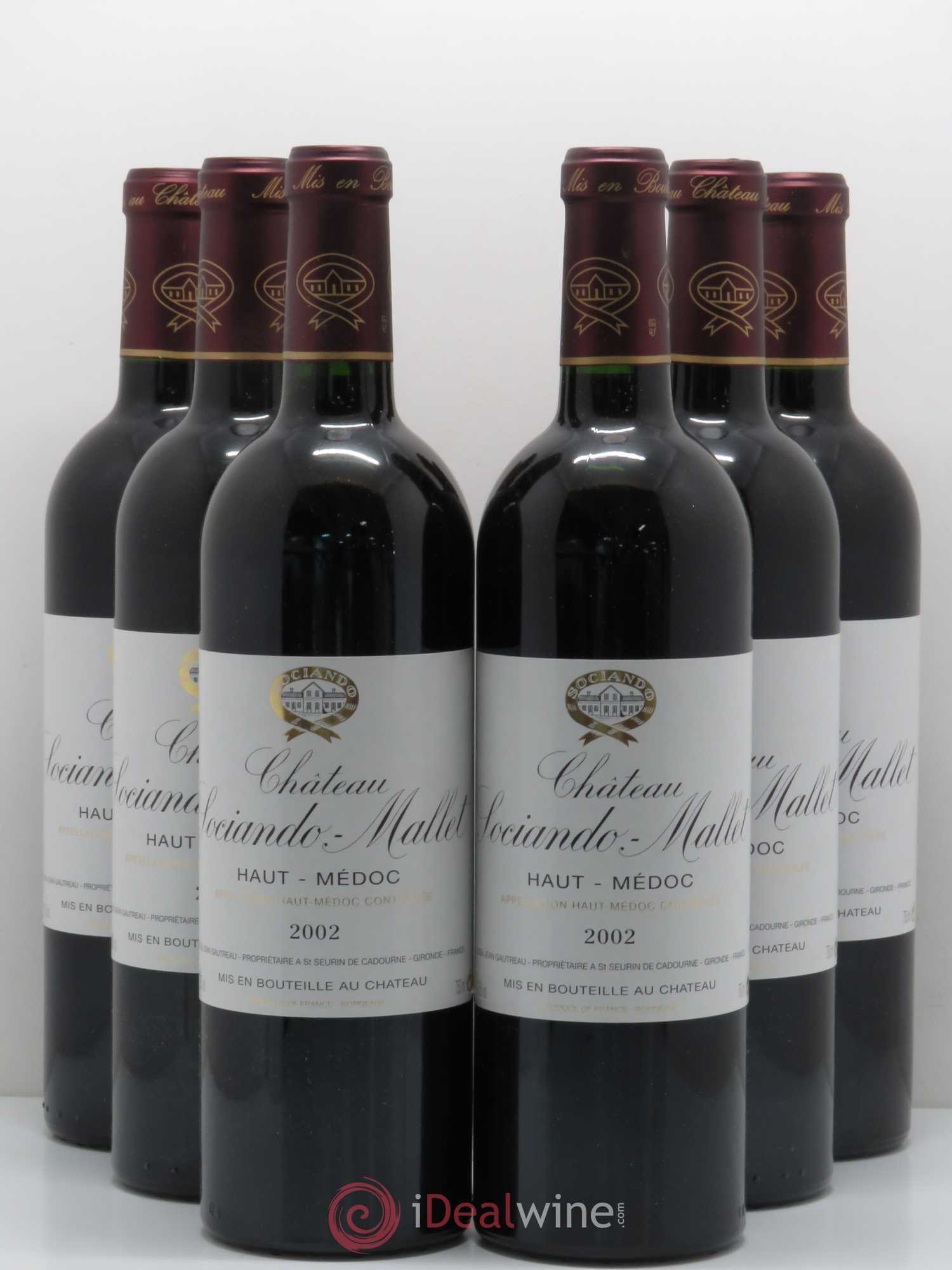 Château Sociando Mallet 2002 - Lot de 6 bouteilles - 0