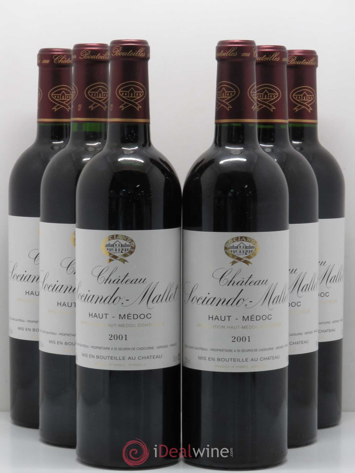 Château Sociando Mallet 2001 - Lot de 6 bouteilles - 0