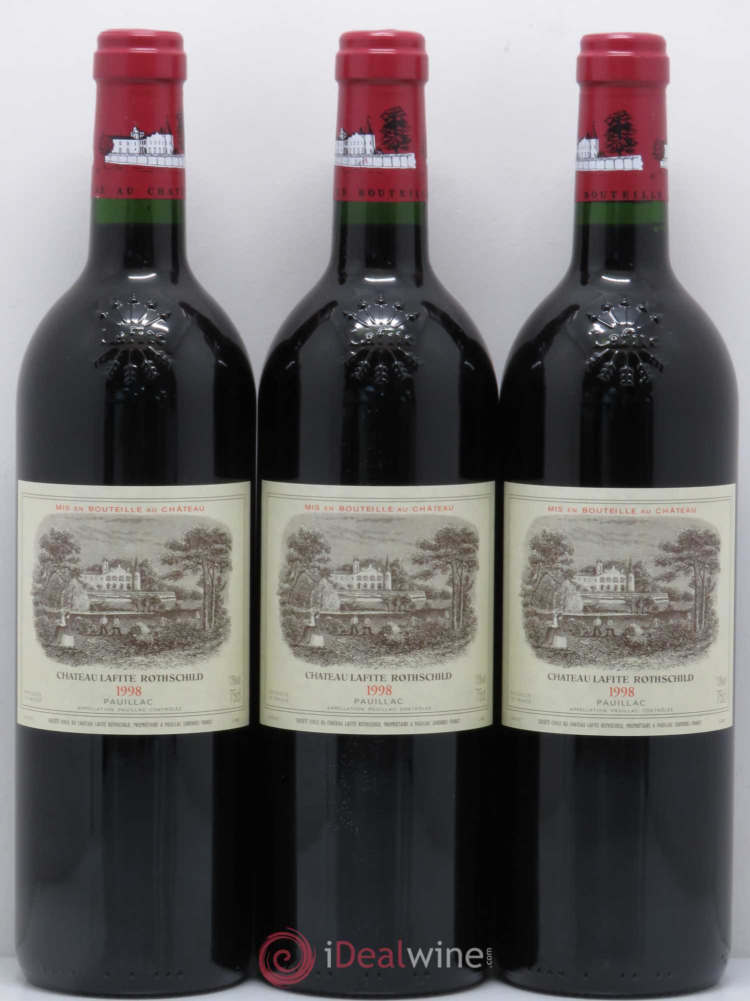 Château Lafite Rothschild 1er Grand Cru Classé 1998 - Lot de 3 bouteilles - 0