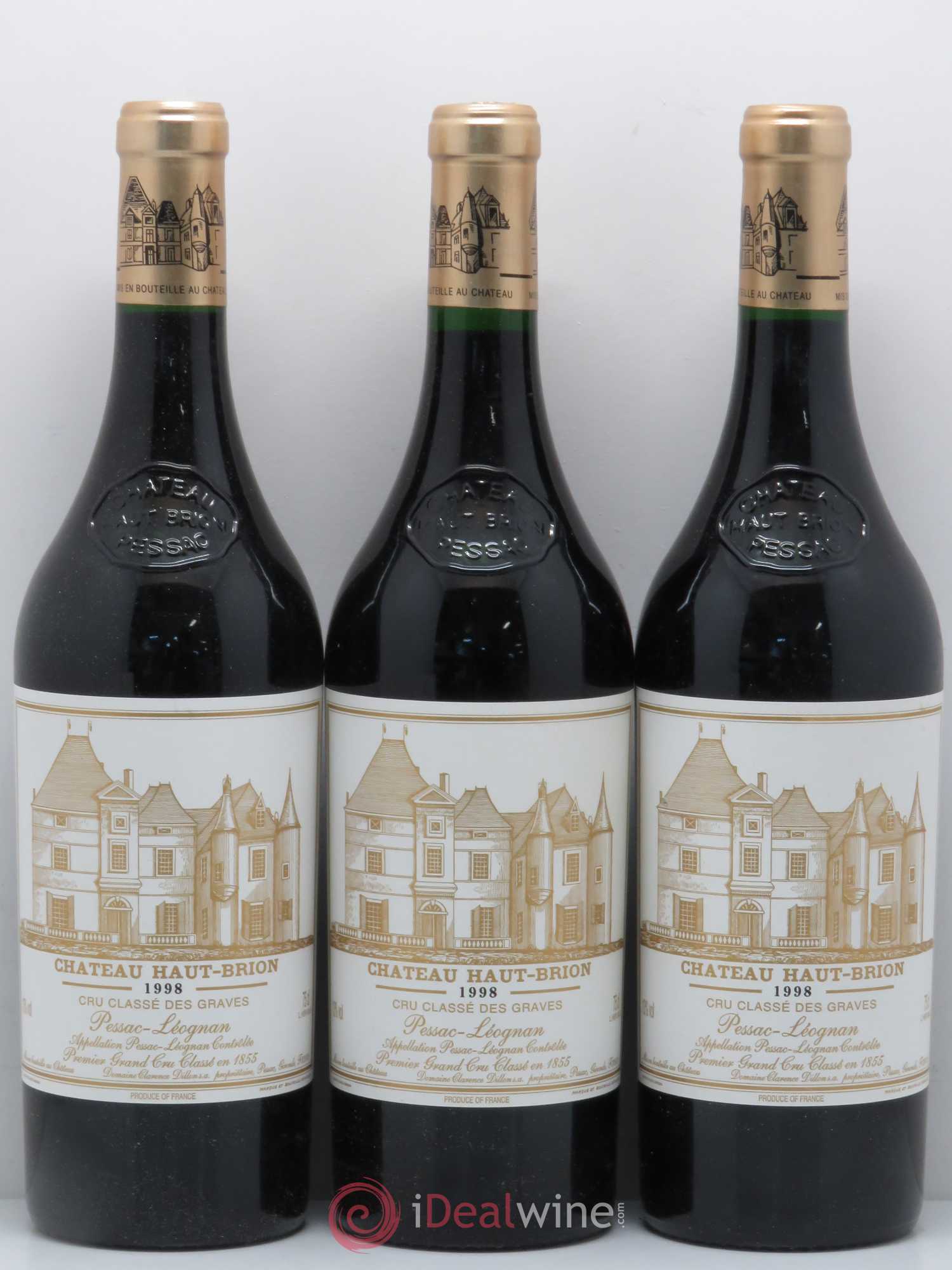 Château Haut Brion 1er Grand Cru Classé 1998 - Lot de 3 bouteilles - 0