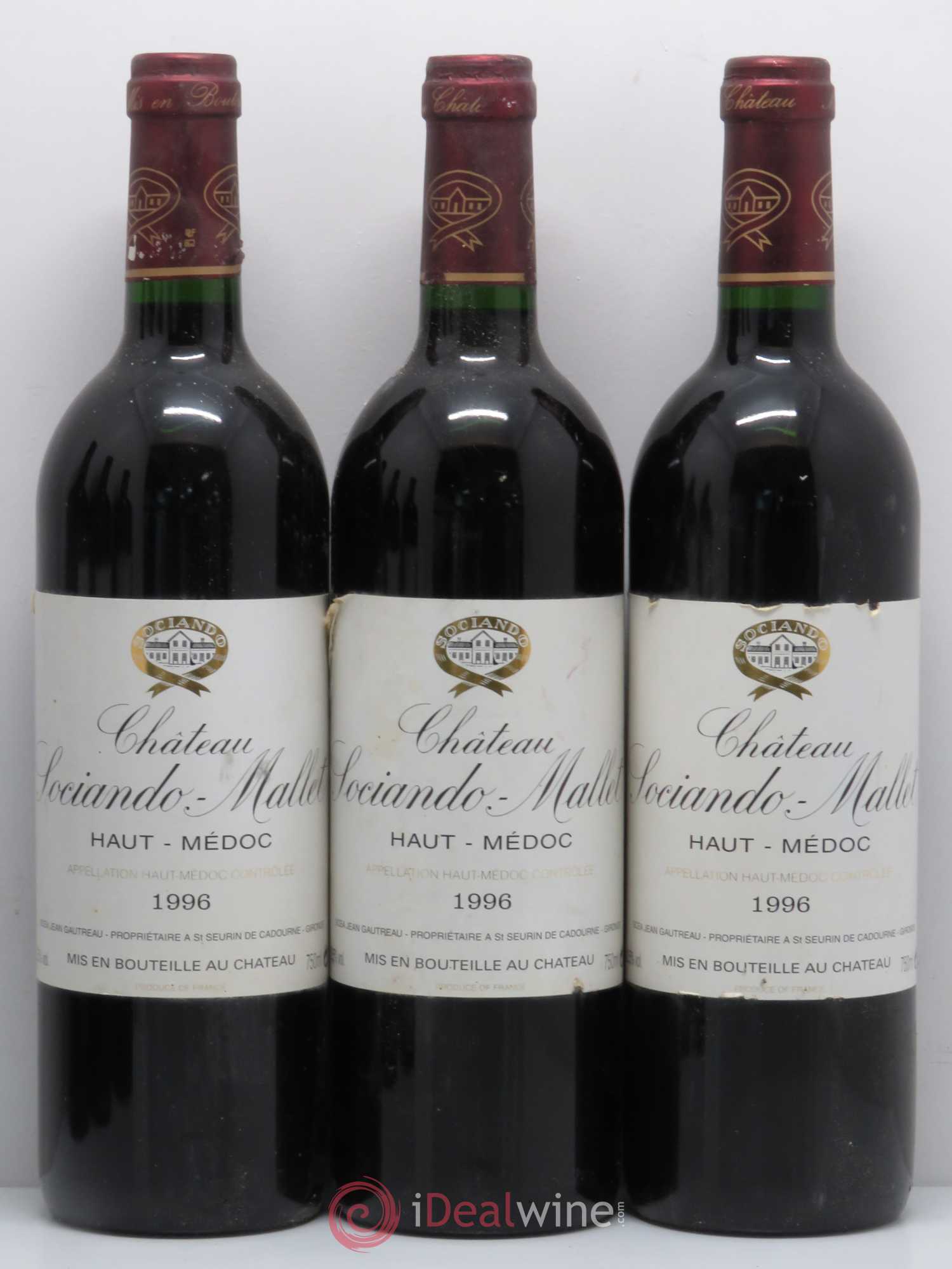 Château Sociando Mallet 1996 - Lot de 6 bouteilles - 1