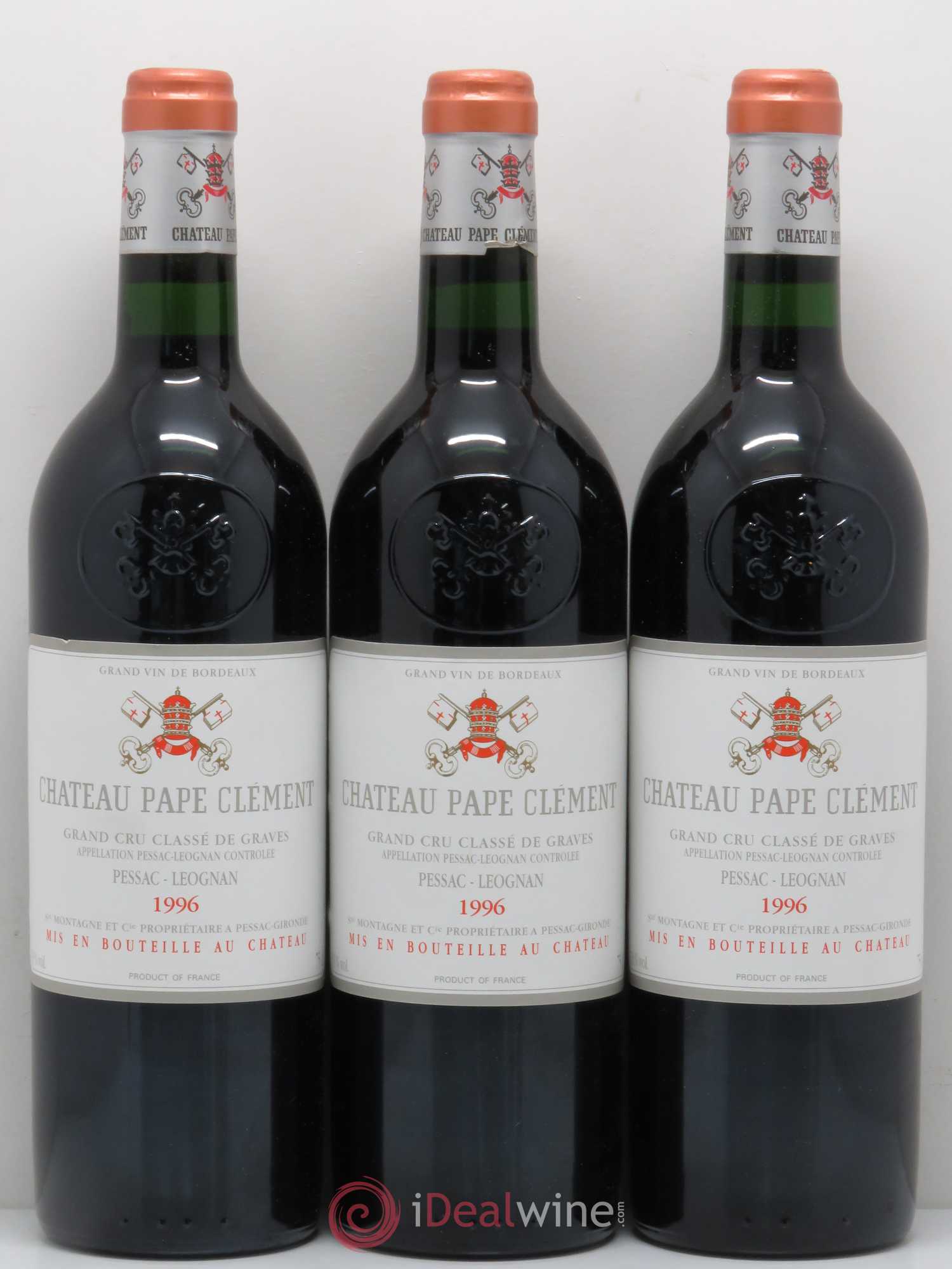 Château Pape Clément Cru Classé de Graves 1996 - Lot de 3 bouteilles - 0