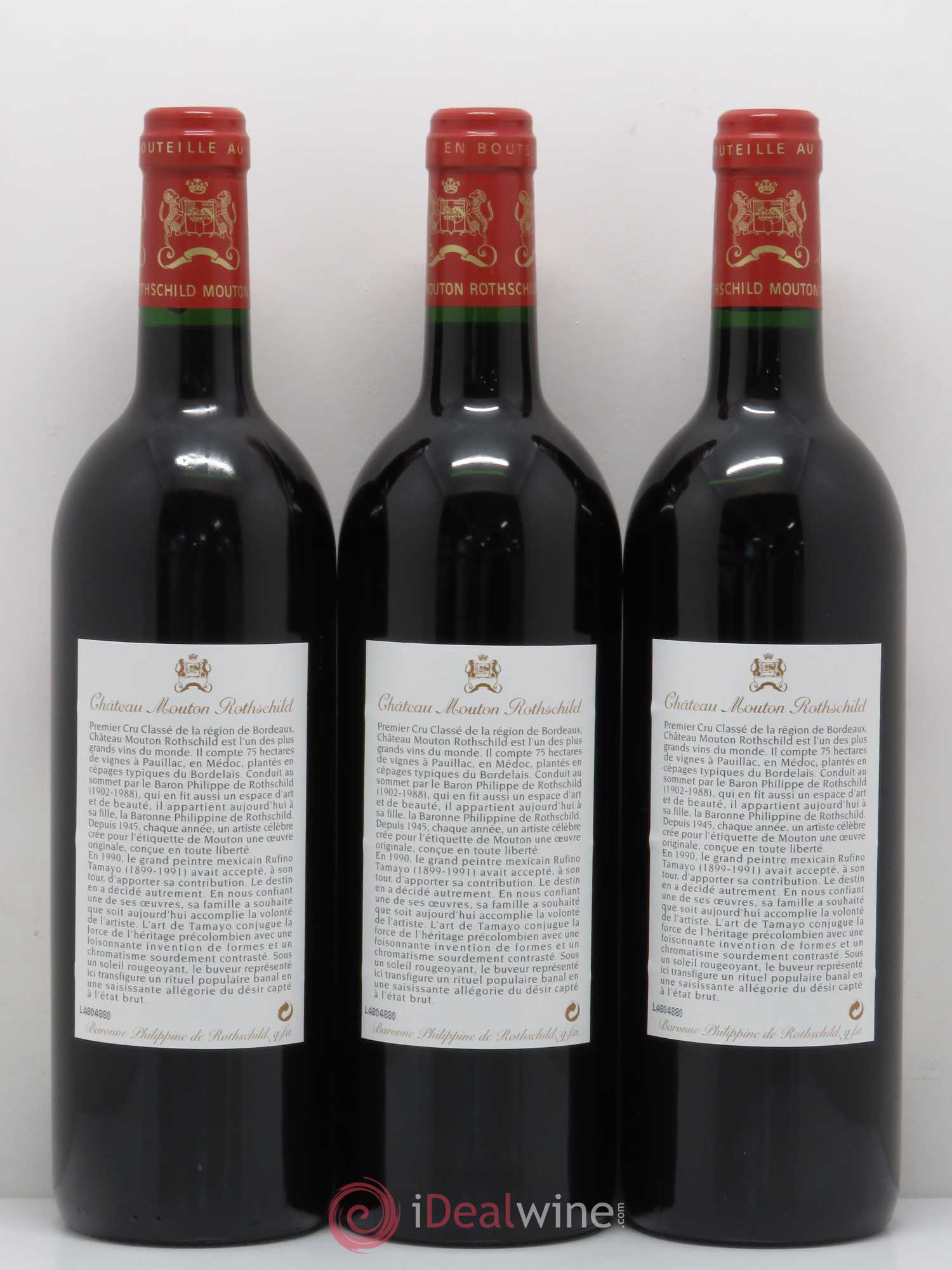 Château Mouton Rothschild 1er Grand Cru Classé 1998 - Lot de 3 bouteilles - 1