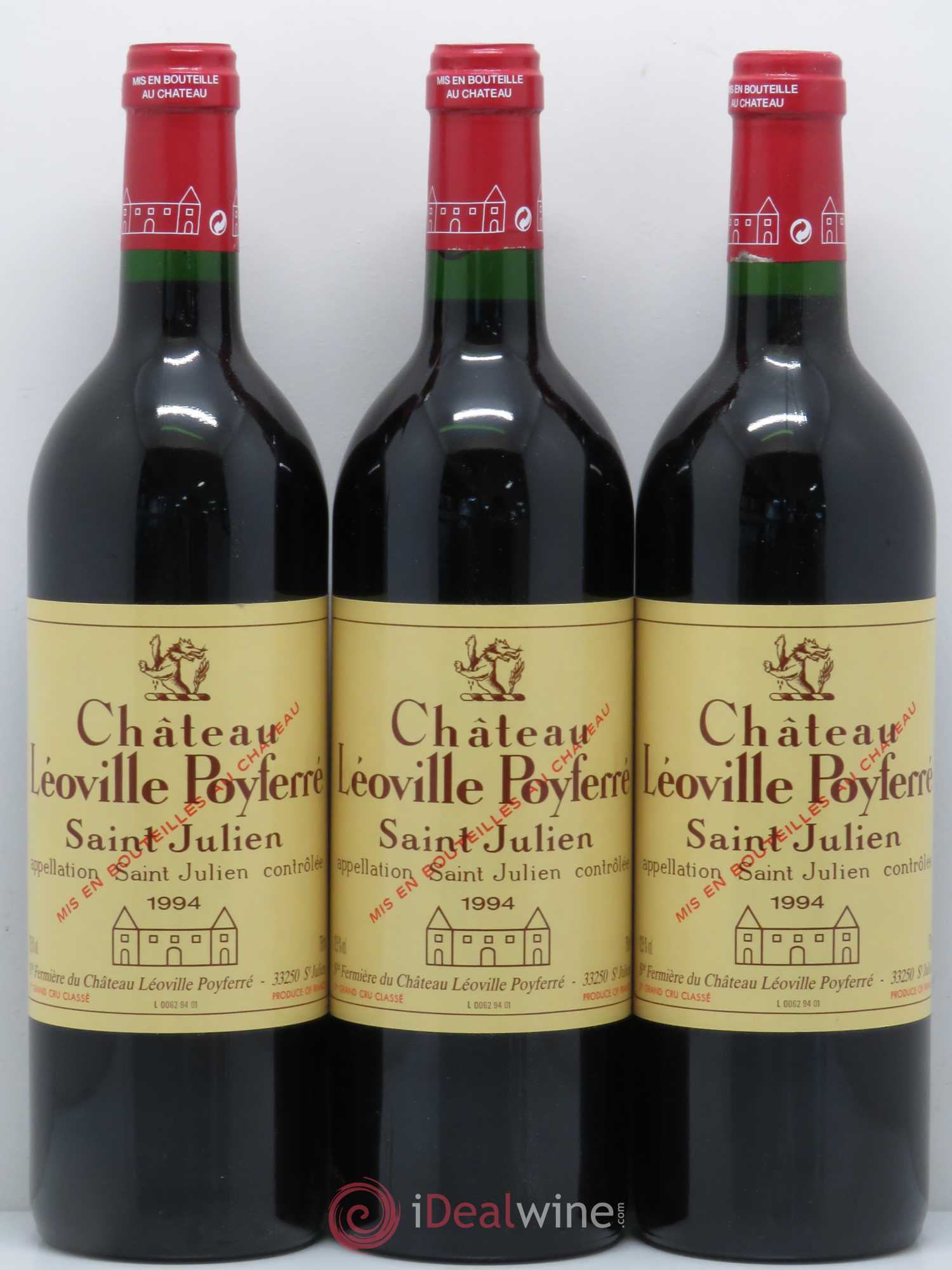 Château Léoville Poyferré 2ème Grand Cru Classé 1994 - Lot de 3 bouteilles - 0