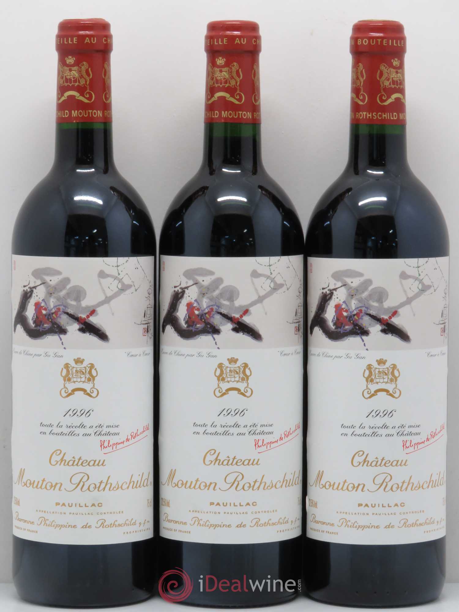Château Mouton Rothschild 1er Grand Cru Classé 1996 - Lot de 3 bouteilles - 0