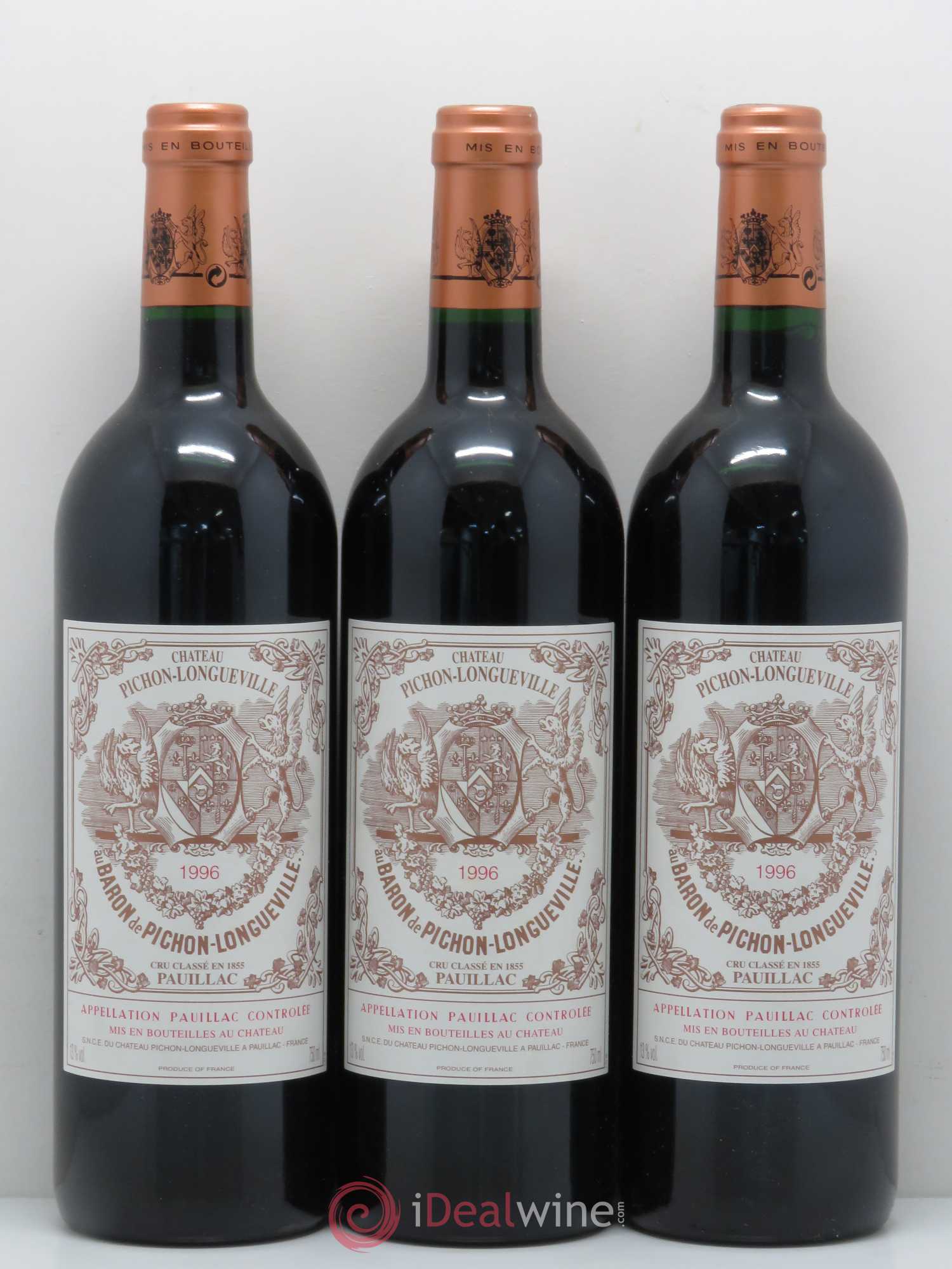 Pichon Longueville Baron 2ème Grand Cru Classé 1996 - Lot de 3 bouteilles - 0