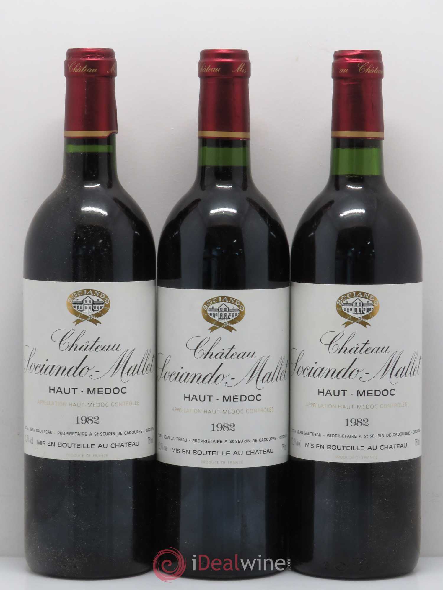 Château Sociando Mallet 1982 - Lot de 3 bouteilles - 0